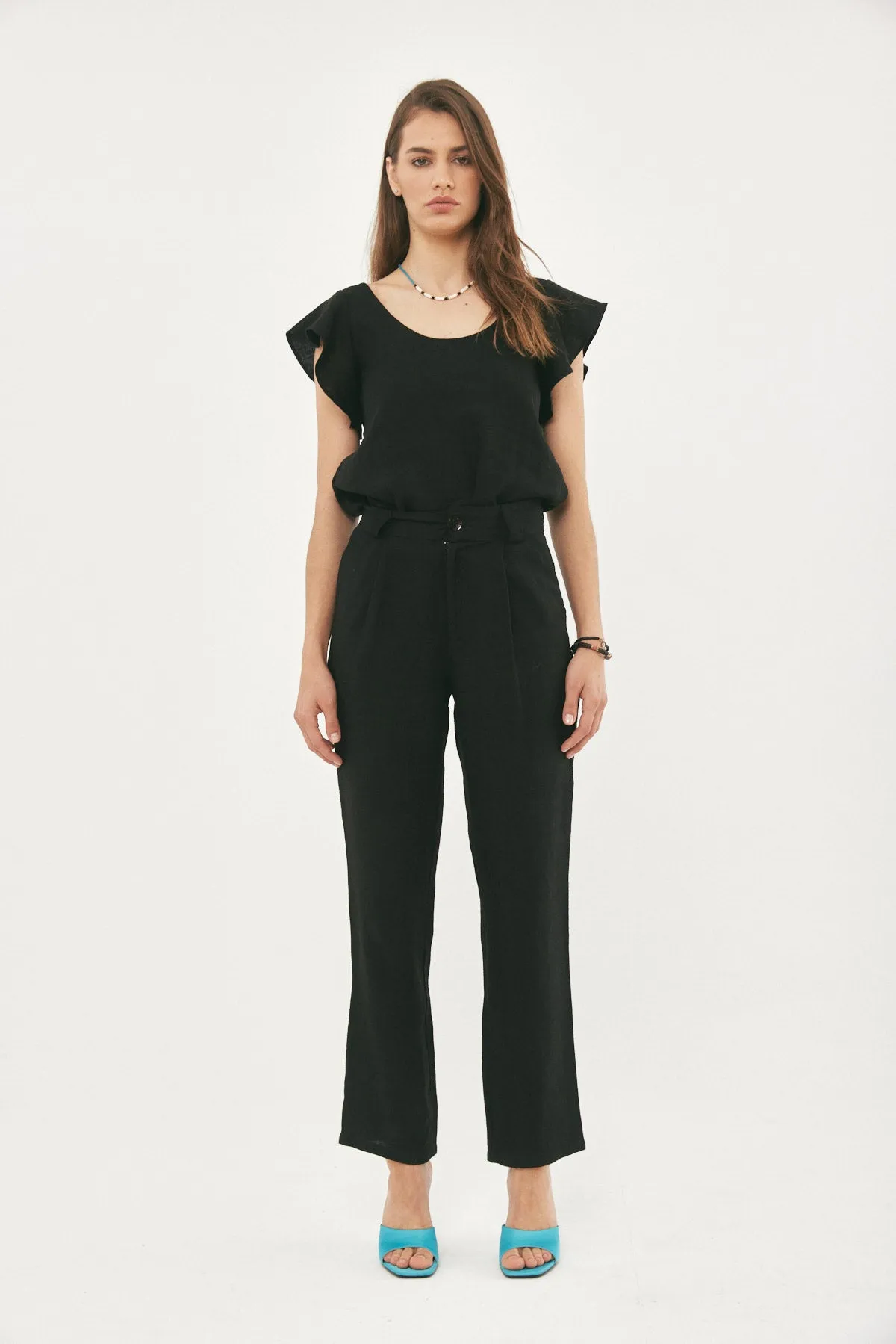 ALEX LONG BLACK LINEN PANTS