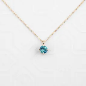 Alice Necklace 5mm Montana Sapphire, 14k Rose Gold (One of a kind)