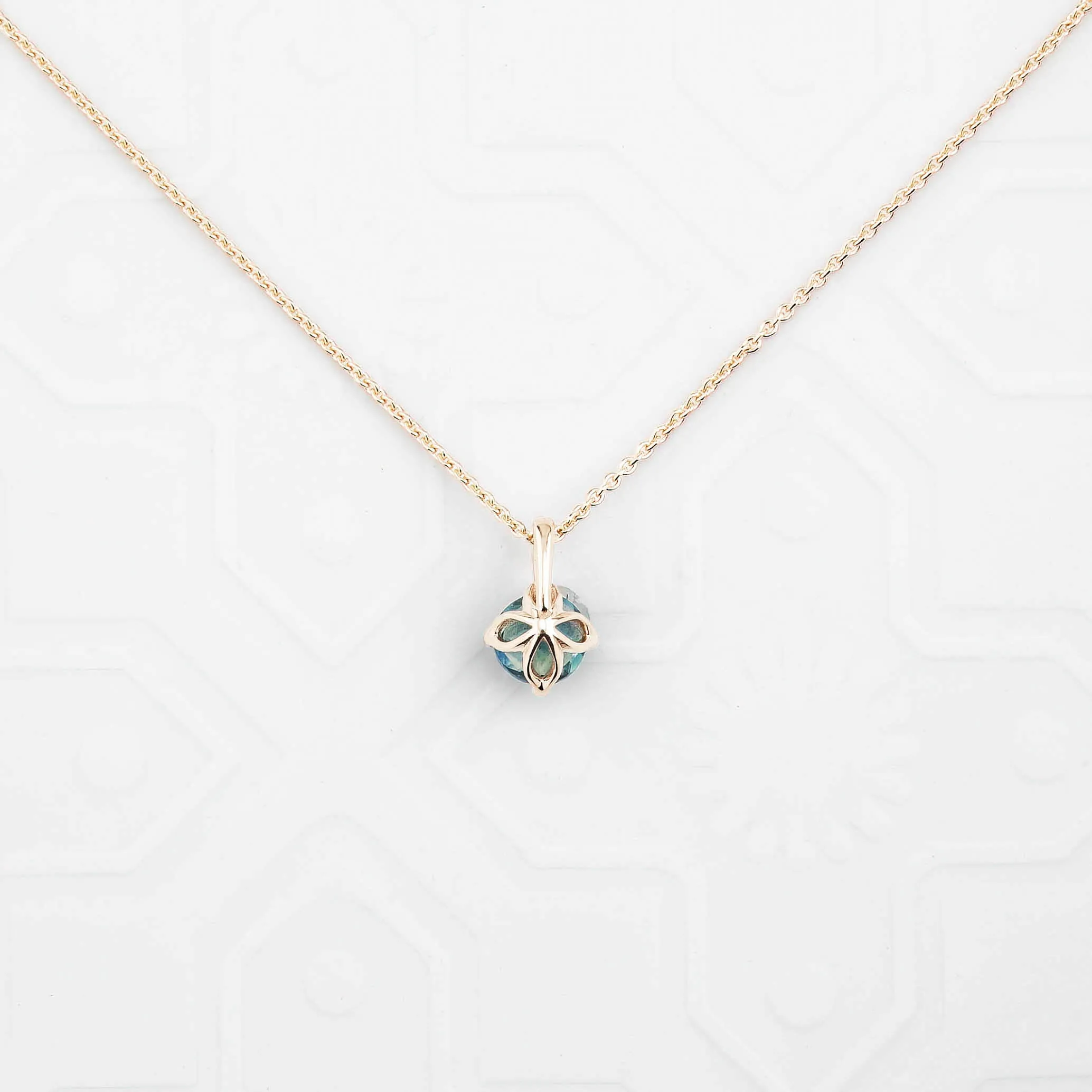 Alice Necklace 5mm Montana Sapphire, 14k Rose Gold (One of a kind)