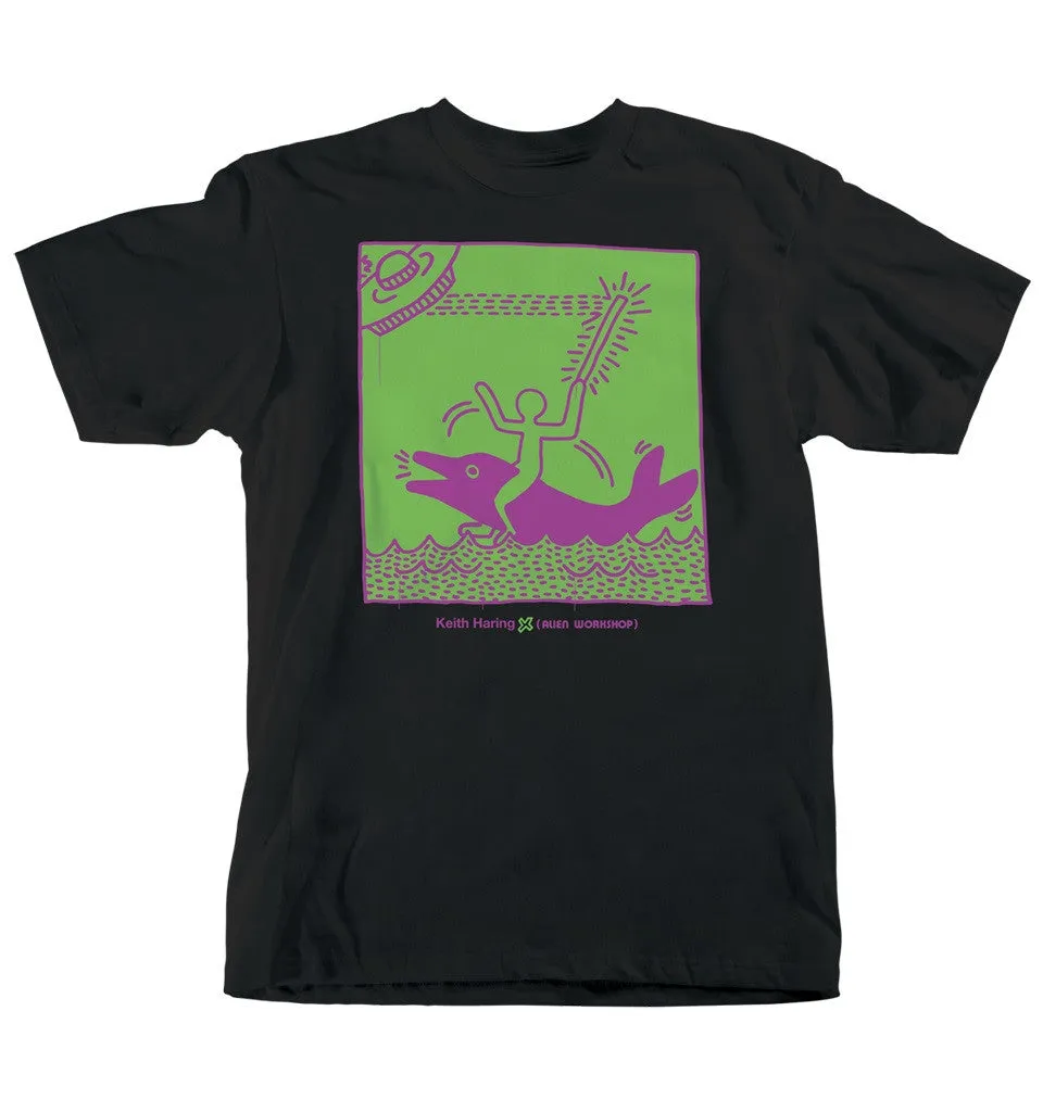 Alien Workshop Haring UFO Dolphin Men's T-Shirt - Tarpit Black