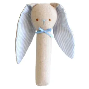 Alimrose  - Bunny Rattle & Squeaker Linen - Blue