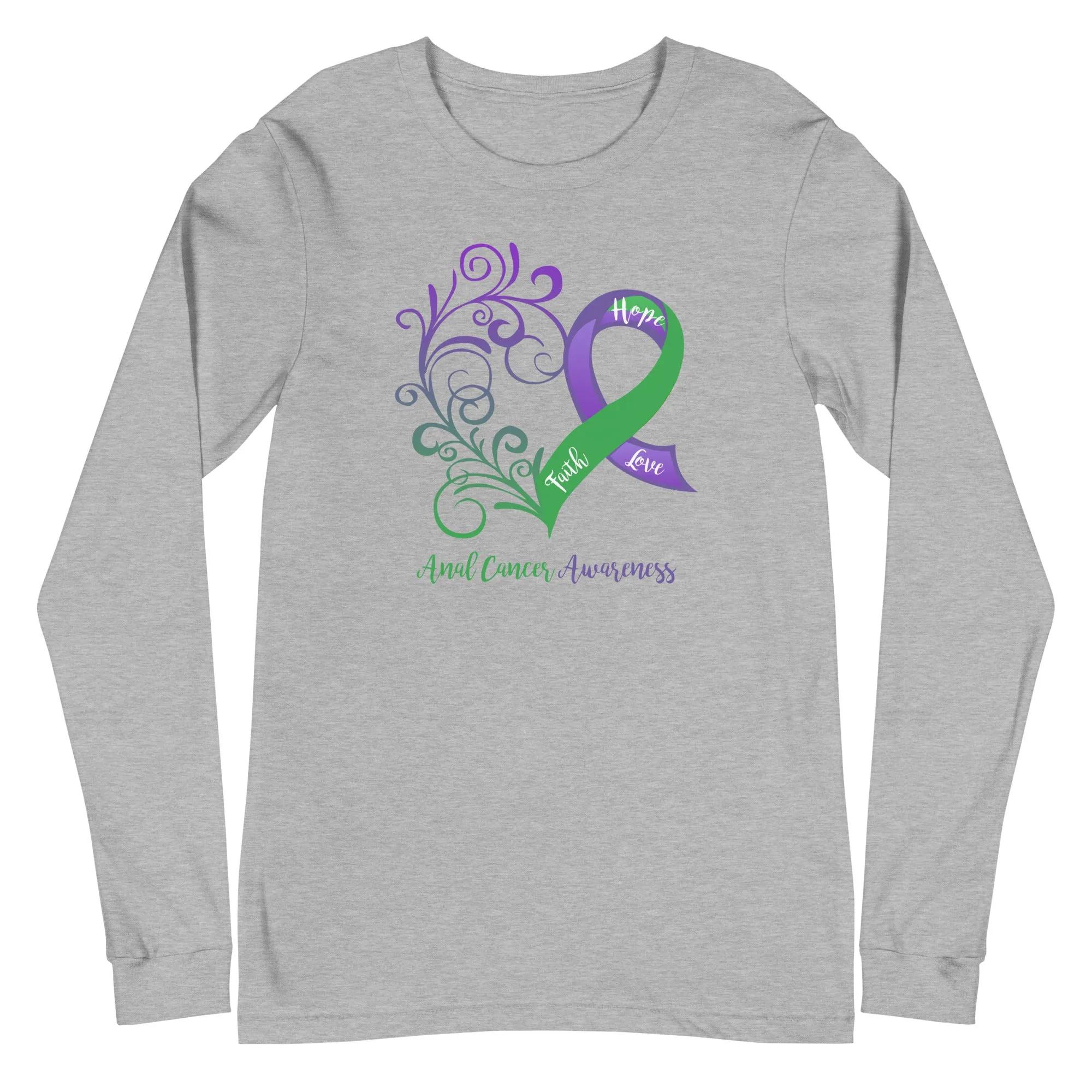 Anal Cancer Awareness Heart Long Sleeve Tee (Several Colors Available)