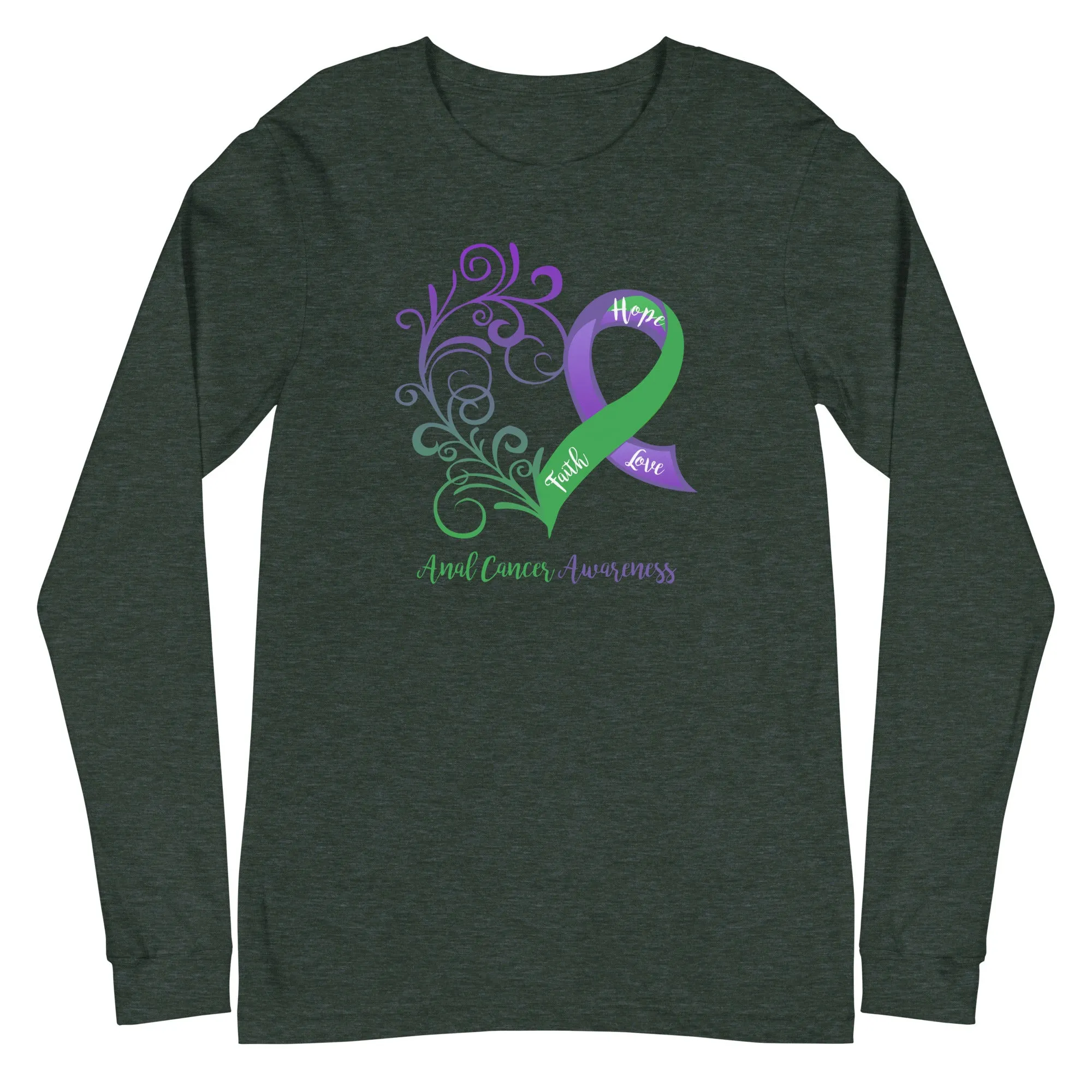 Anal Cancer Awareness Heart Long Sleeve Tee (Several Colors Available)