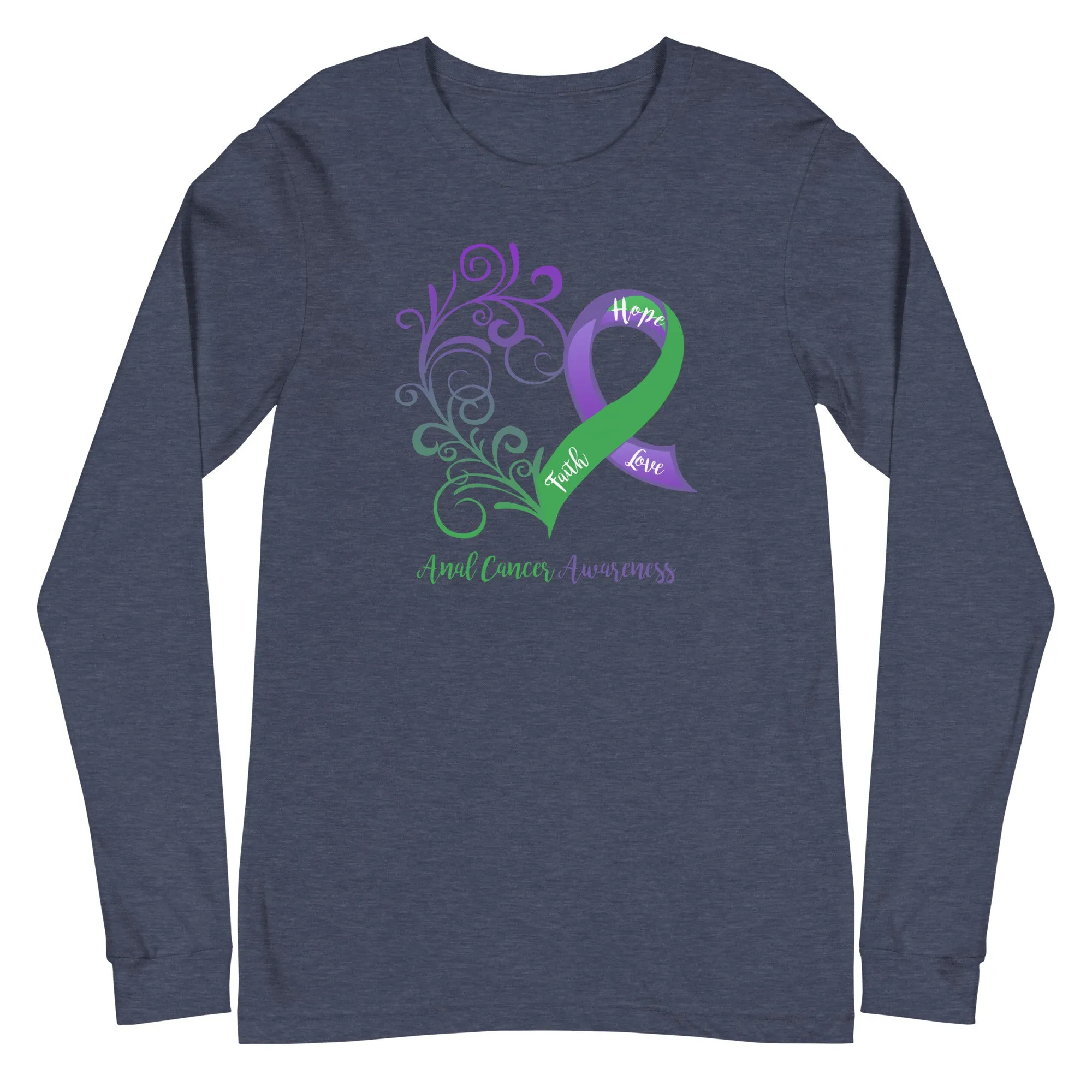 Anal Cancer Awareness Heart Long Sleeve Tee (Several Colors Available)