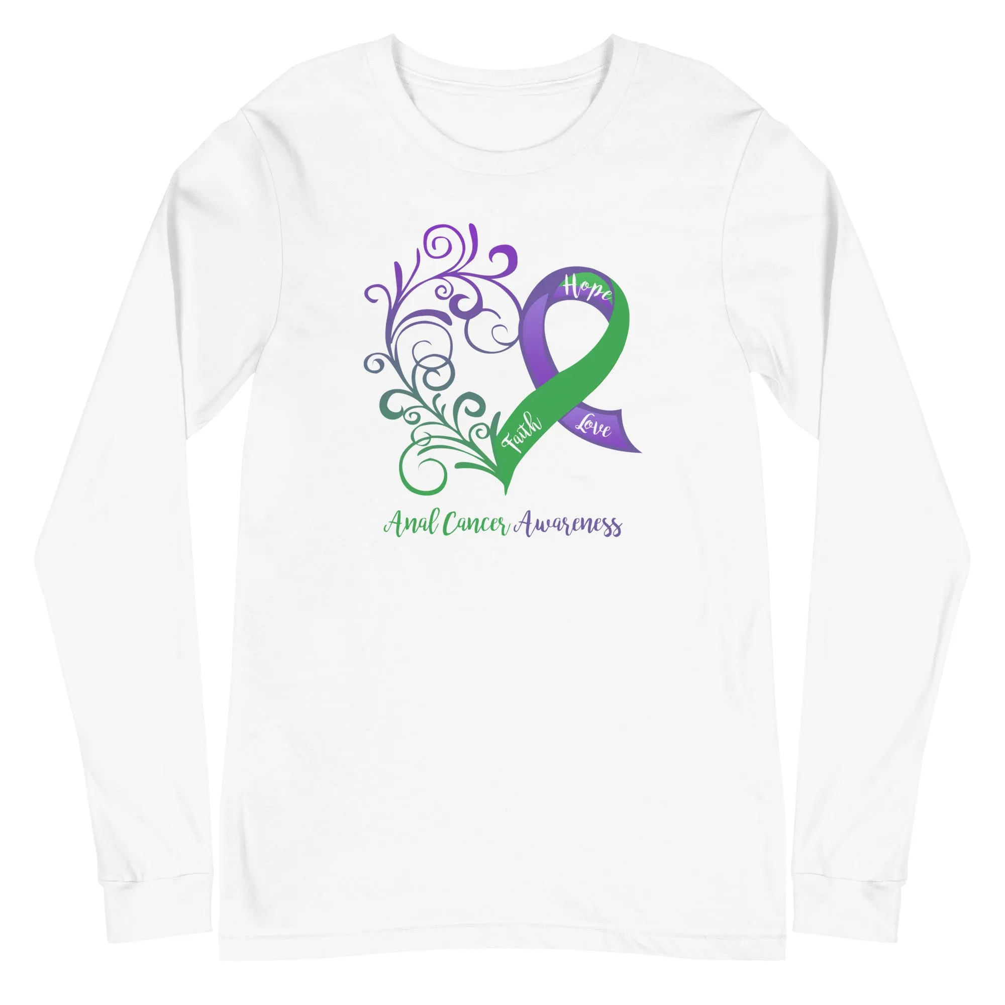 Anal Cancer Awareness Heart Long Sleeve Tee (Several Colors Available)