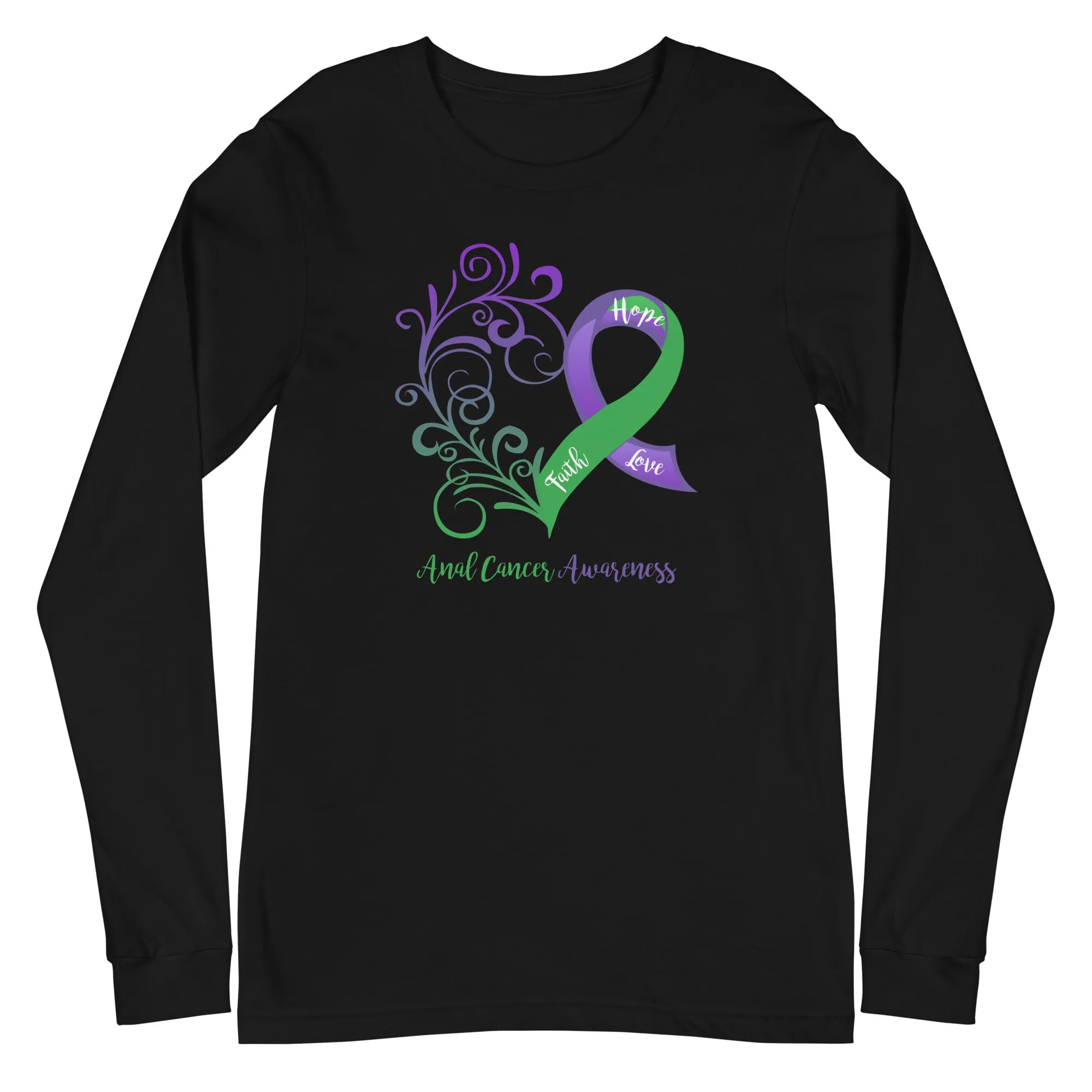 Anal Cancer Awareness Heart Long Sleeve Tee (Several Colors Available)