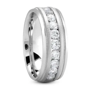 Andrew Men's Diamond Wedding Ring Round Cut Channel Set in Platinum By Mike Nekta NYC Size 7 - 13, 7MM