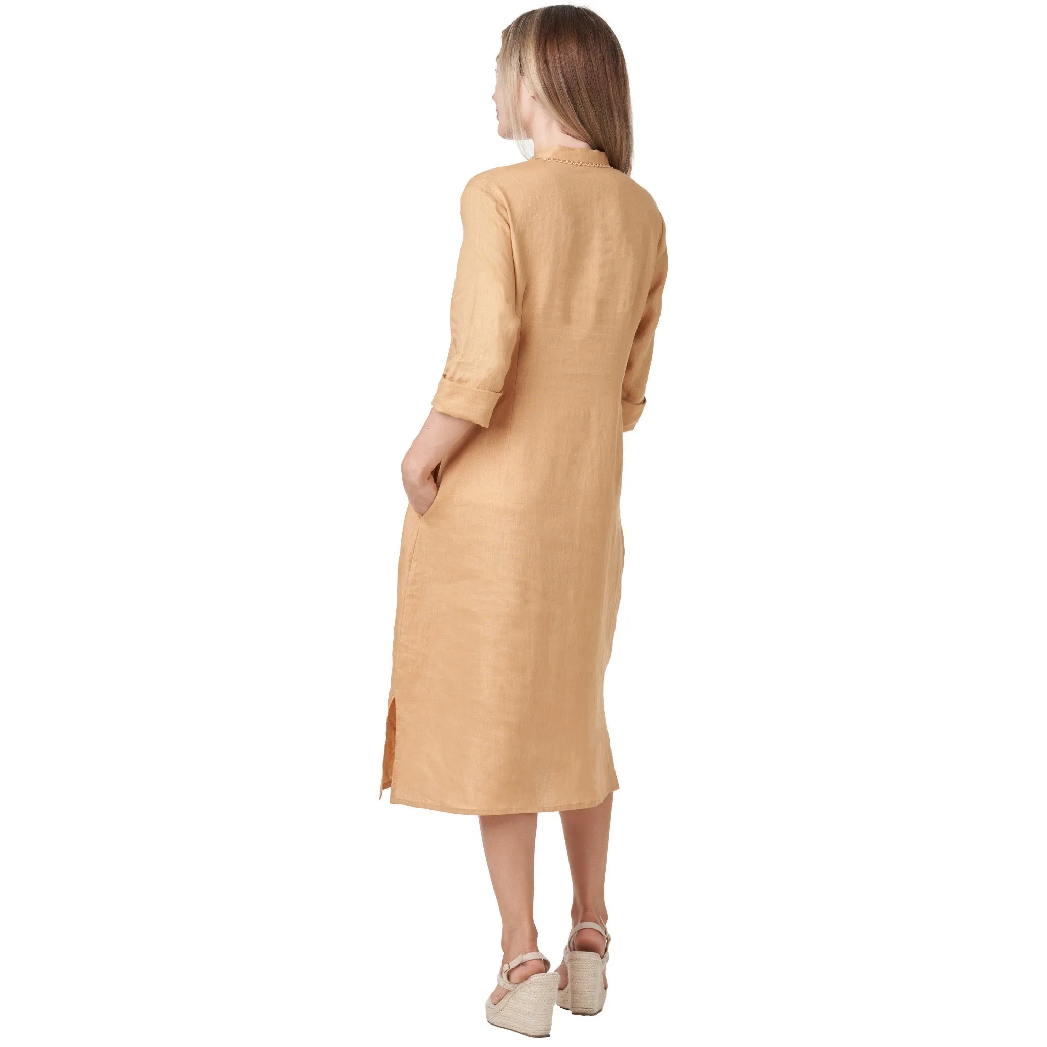 Anne Kelly Lace Panel Linen Dress