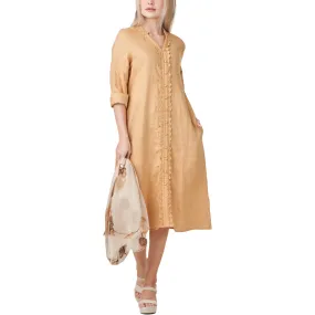 Anne Kelly Lace Panel Linen Dress