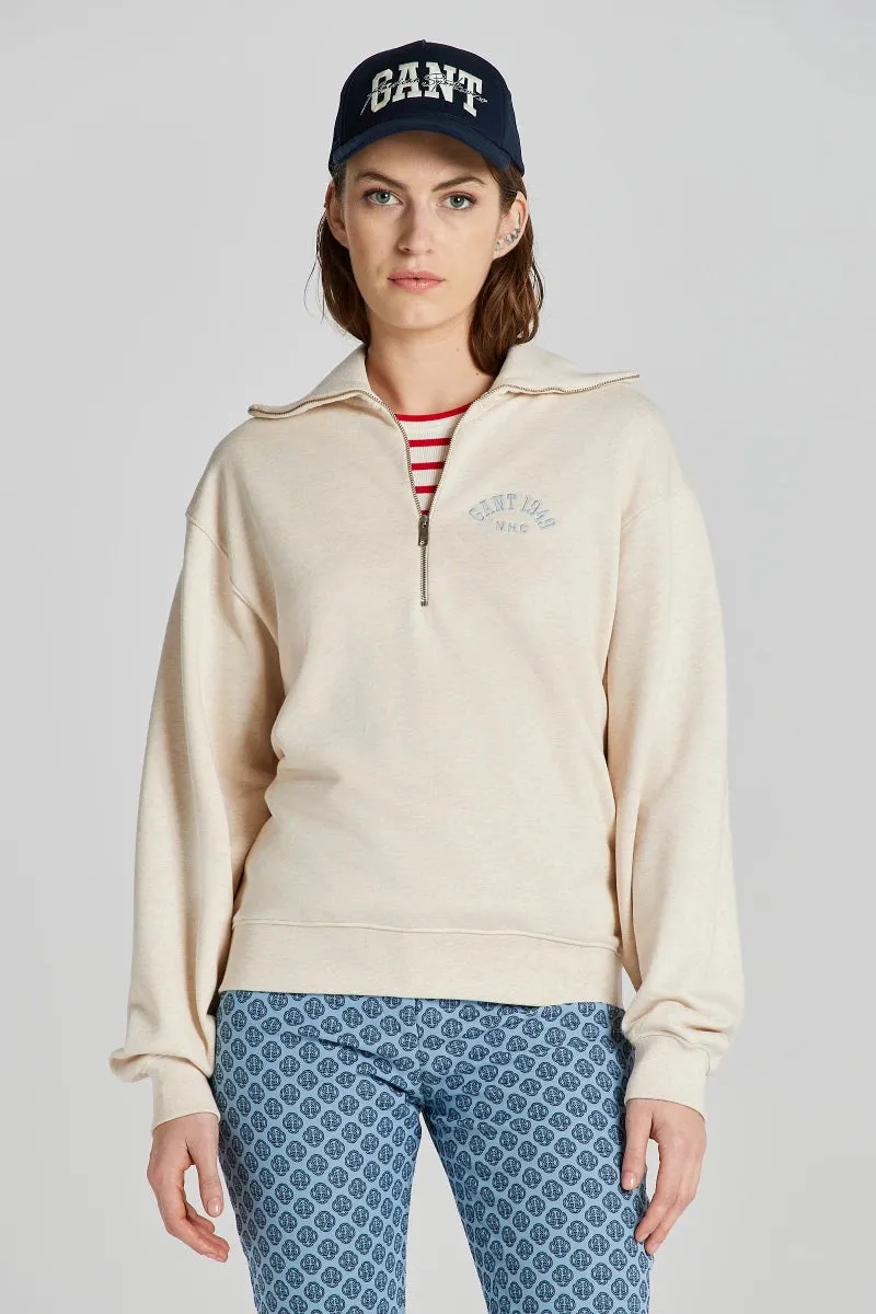 Arch Graphic Half Zip Sweatshirt-Oat Melange