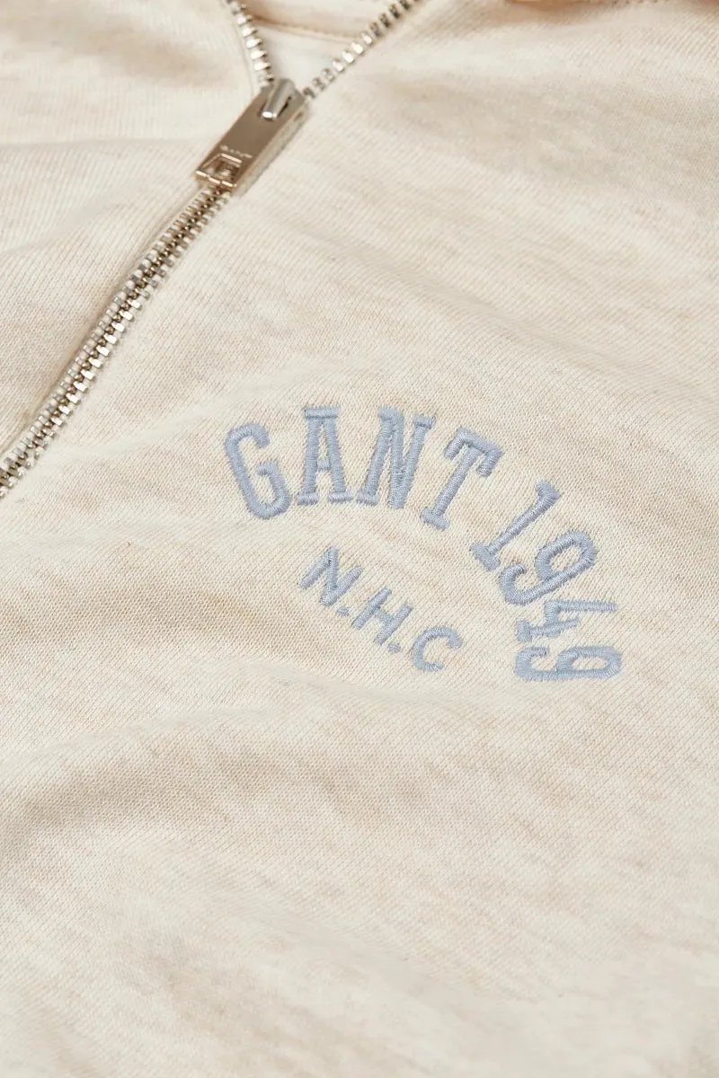 Arch Graphic Half Zip Sweatshirt-Oat Melange