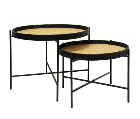 Arden Rattan Small Black   Natural Table 50x50x30cm