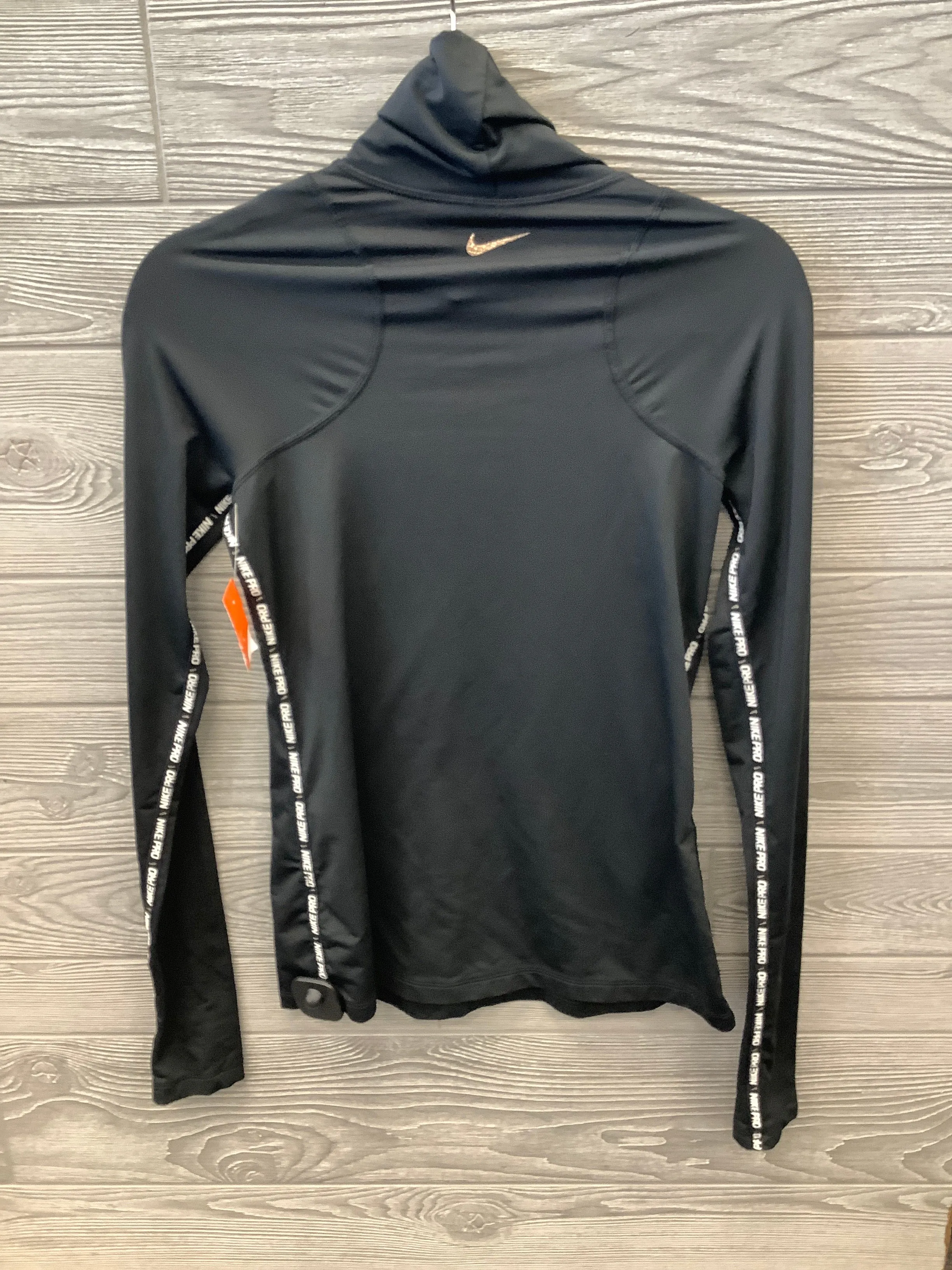 Athletic Top Long Sleeve Collar By Nike Apparel In Black, Size: S