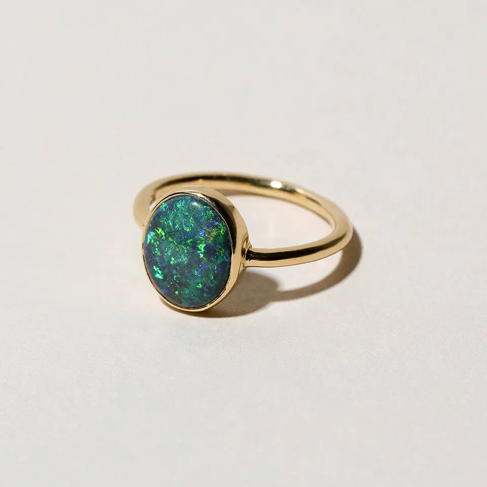 Australian Black Opal Ring