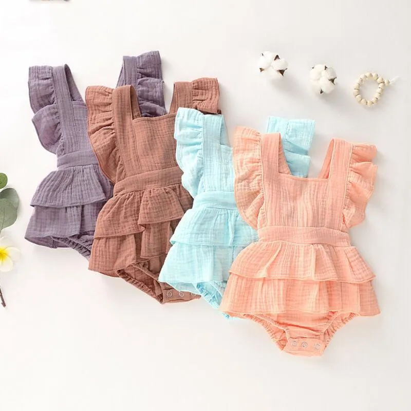 Baby Girl Cotton Linen Romper