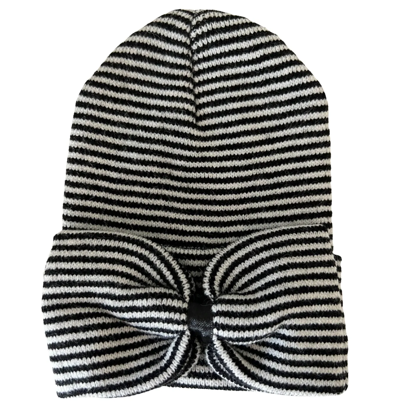 Baby's First Hat, Black/White Stripe Bow