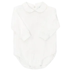 Bailey LS Button Back Onesie- White