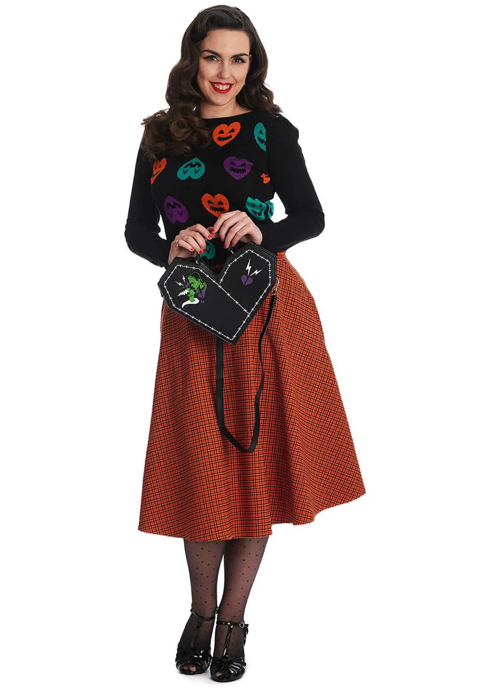 Banned October Spooks 50's Swing Skirt Orange