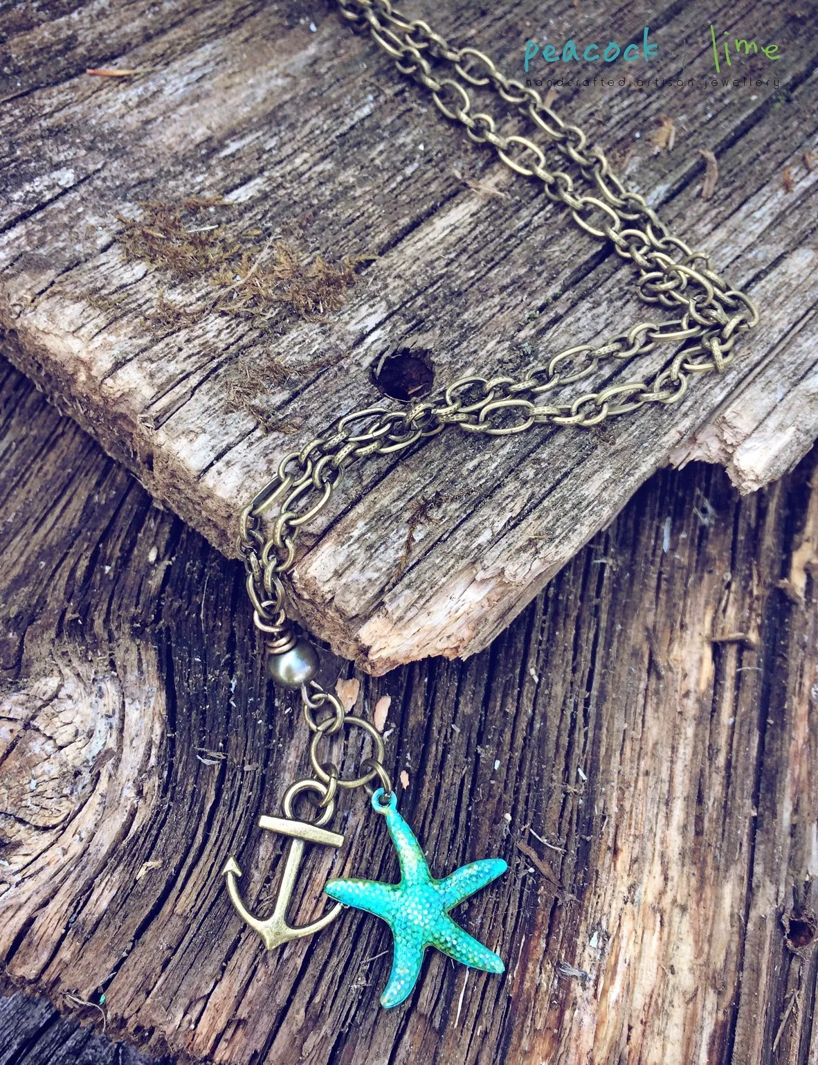 beachcomber // tiny anchor, pearl and starfish necklace