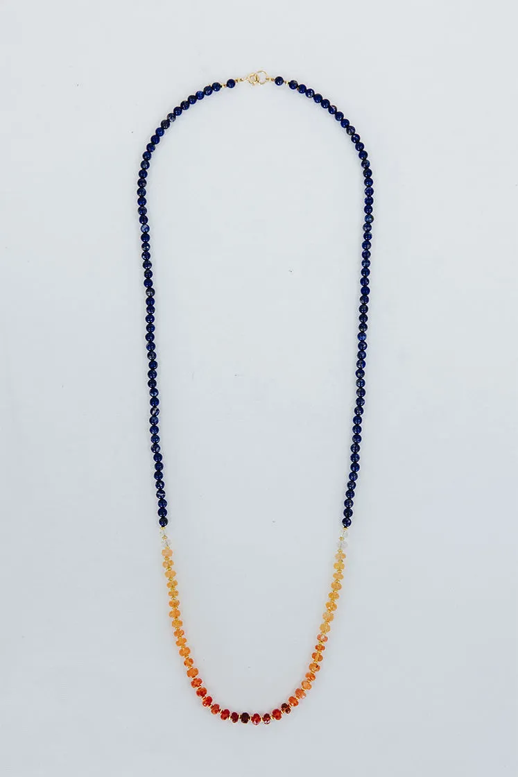 Beaded Lapis and Fire Opal Necklace