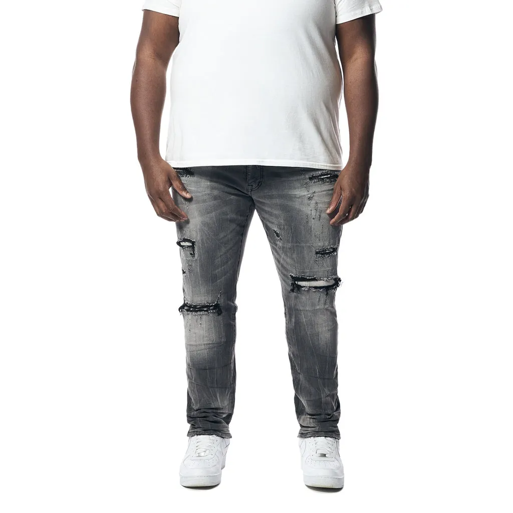 Big and Tall - Distressed Rip & Repair Jean - Pluto Grey