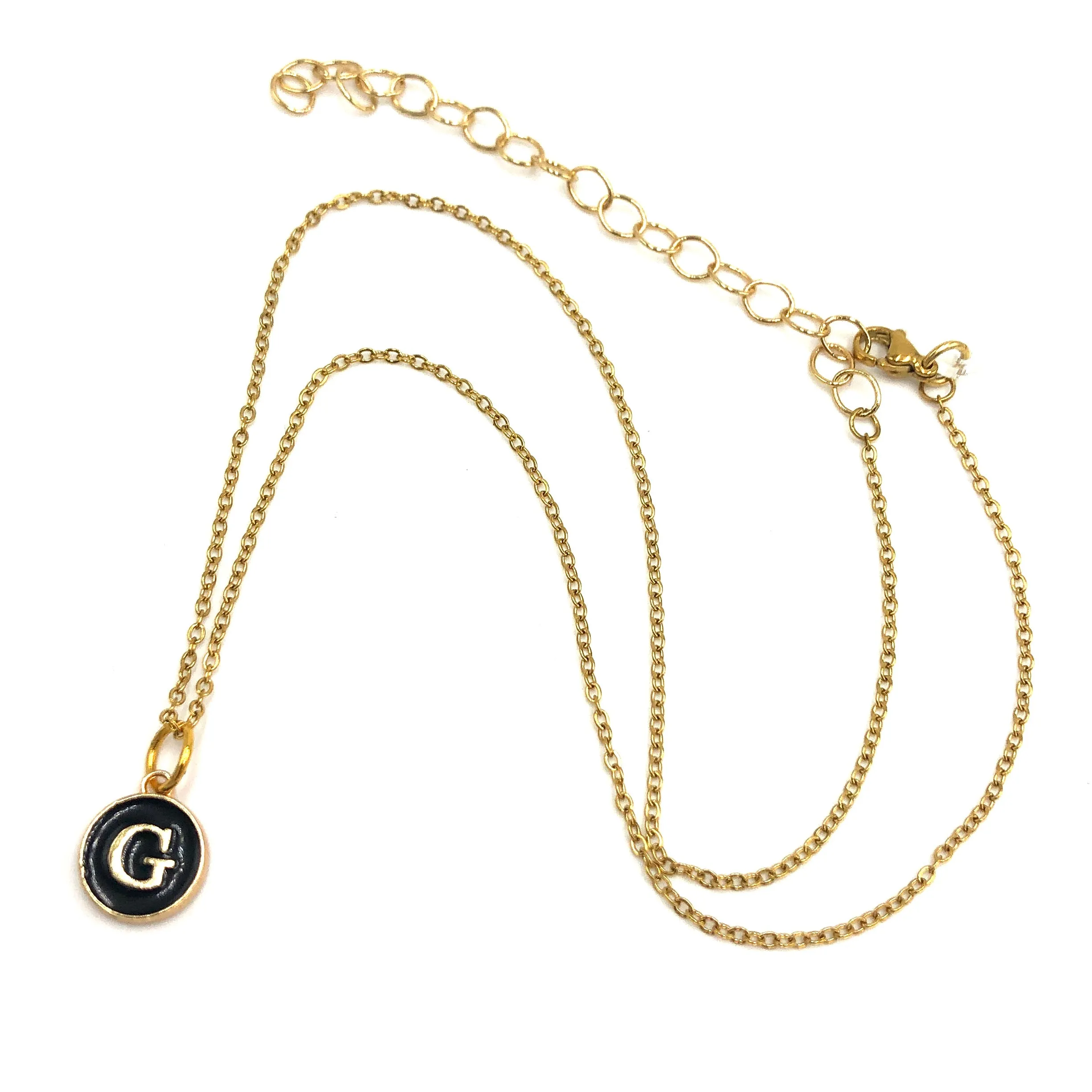 Black & Gold Leetie Initial Necklace