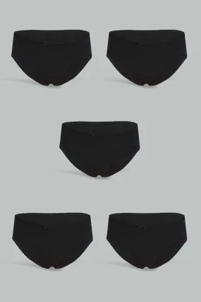 Black Boyleg Brief For Women (Pack of 5)