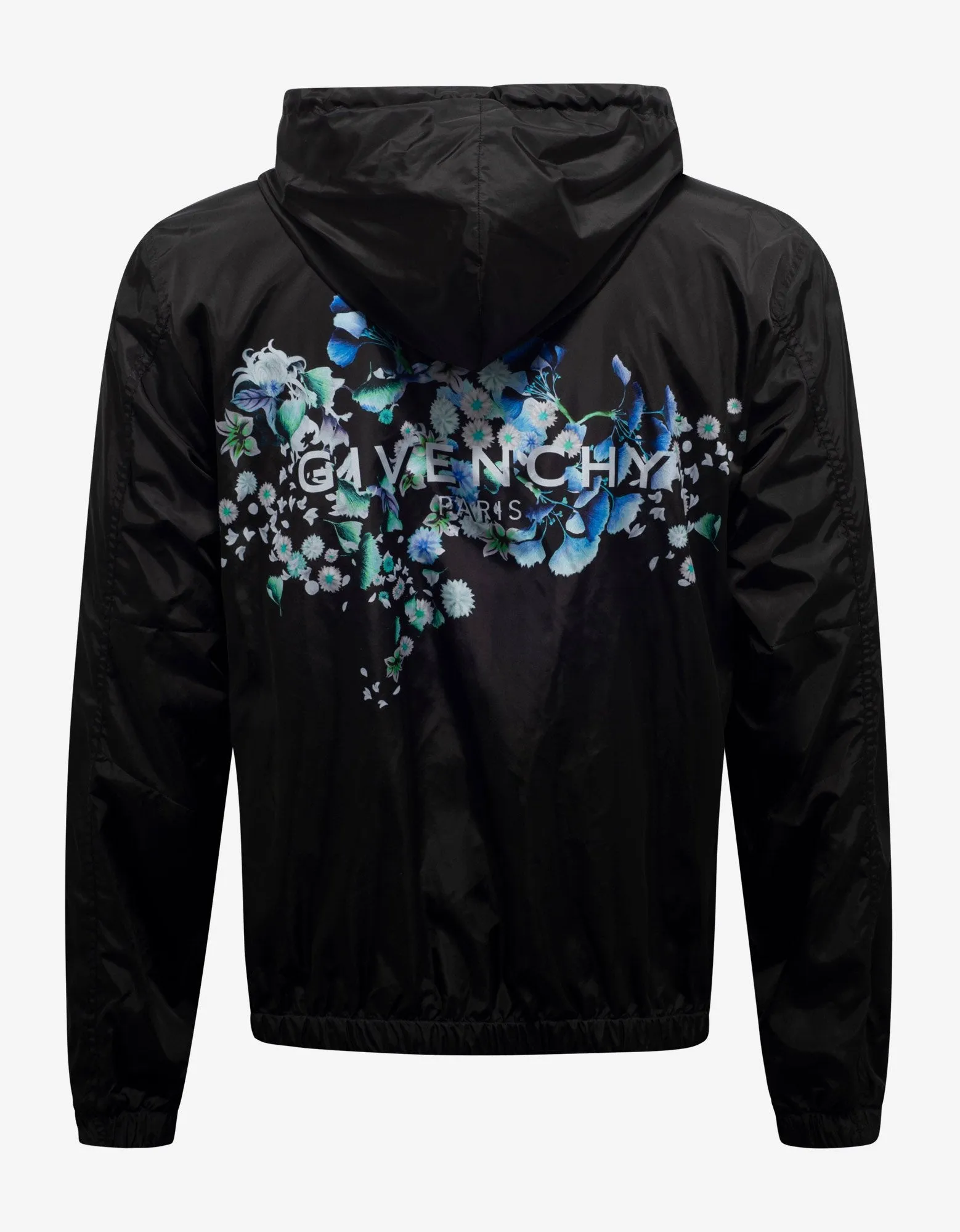 Black Floral Back Print Windbreaker