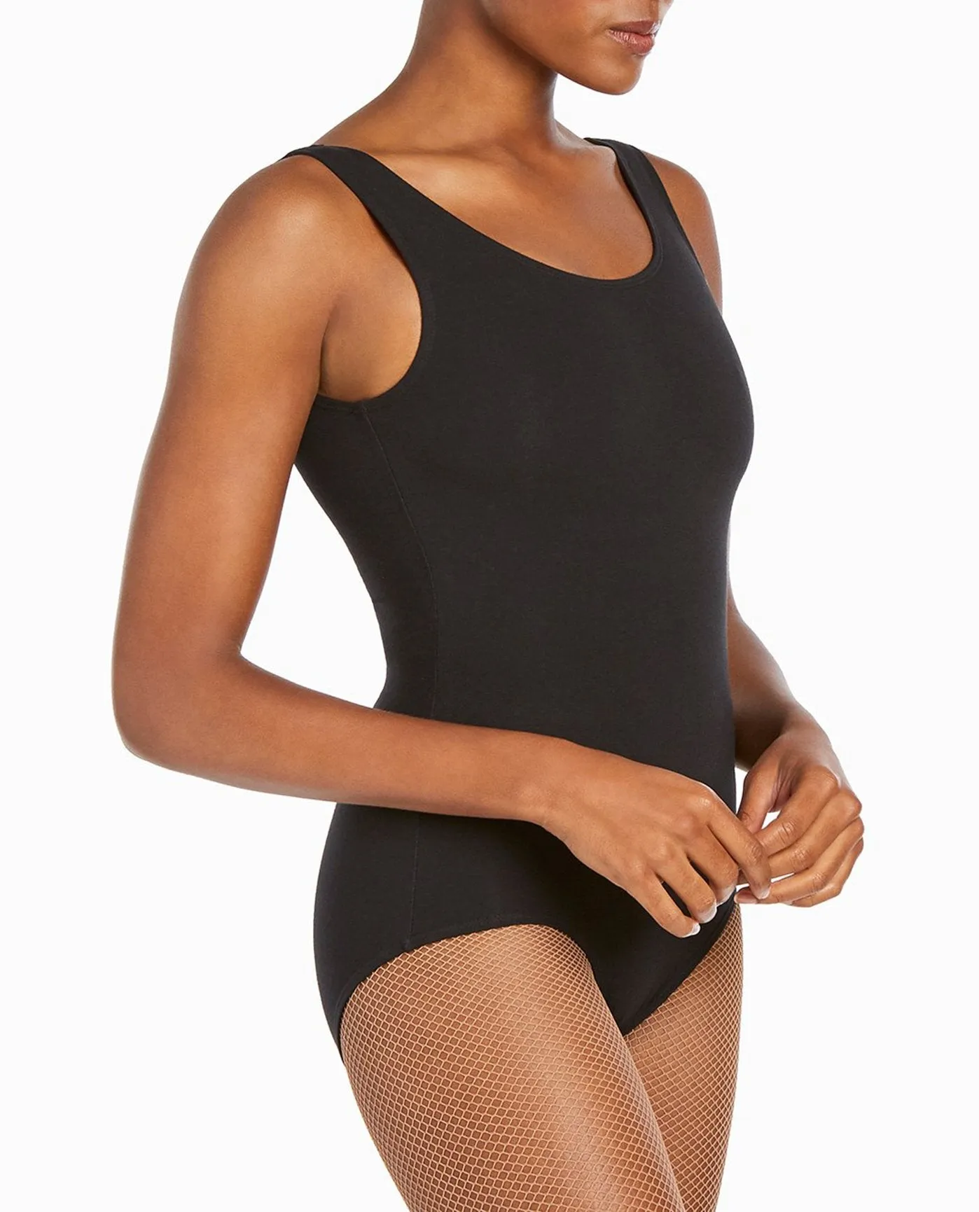 Black Scoopneck Cotton-Blend Leotard