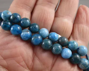 Blue Apatite Beads Round Various Sizes