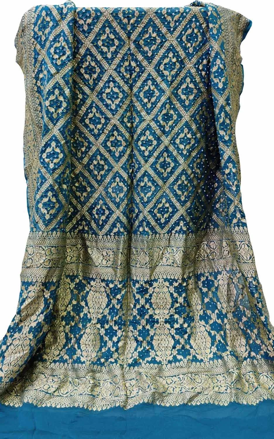 Blue Banarasi Bandhani Handloom Pure Georgette Dupatta