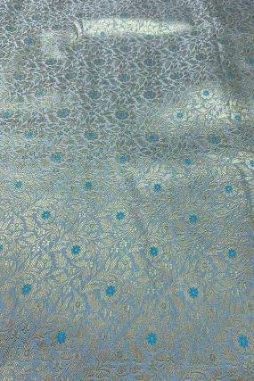 Blue Banarasi Brocade Silk Fabric ( 1 Mtr )