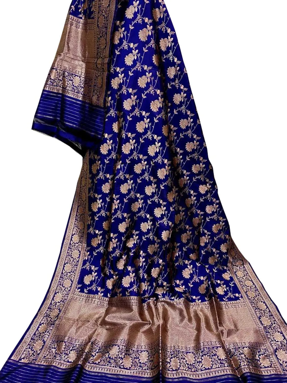 Blue Banarasi Handloom Pure Katan Silk Dupatta