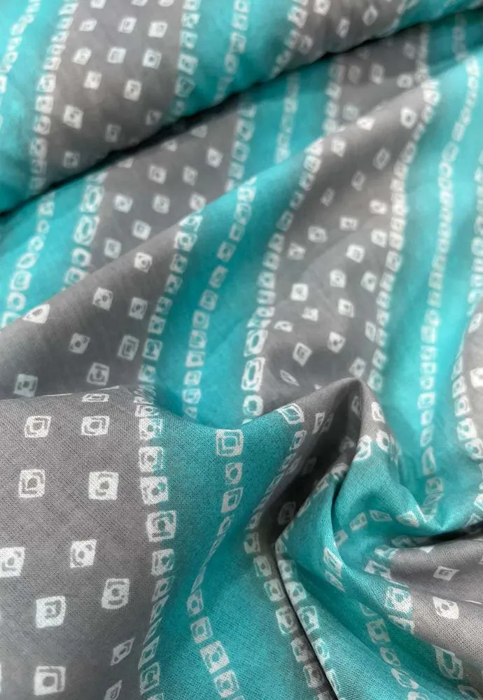 Blue Bandhani Block Printed Cotton Fabric ( 1 Mtr )