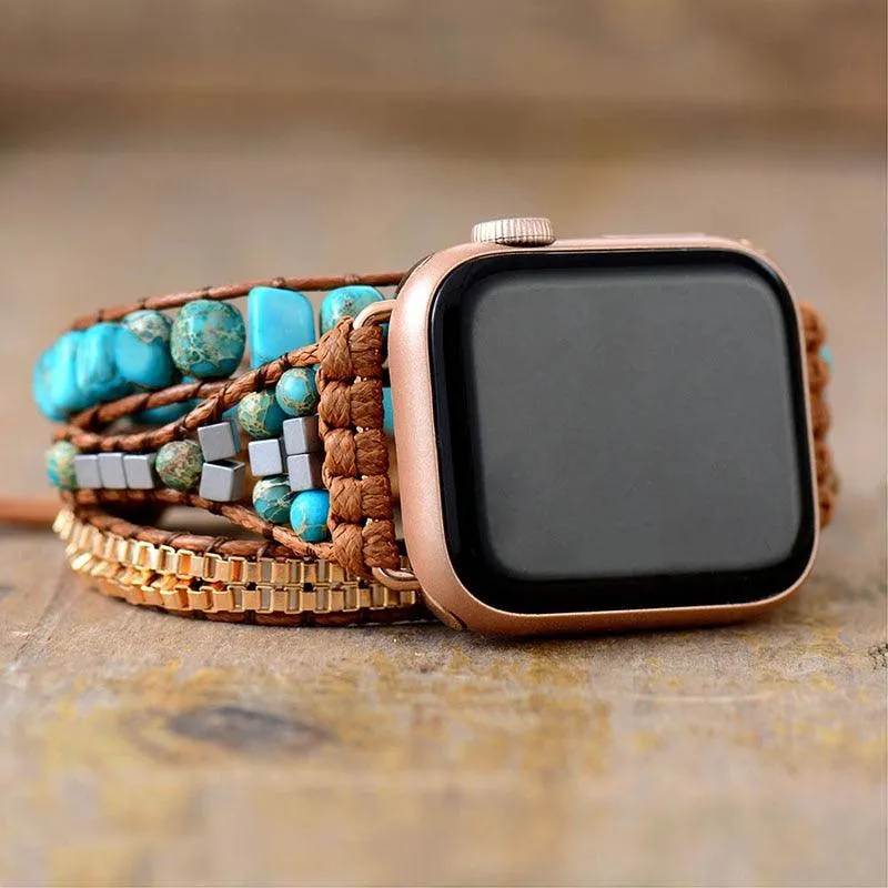 Blue Jasper Apple Watch Band Wrap