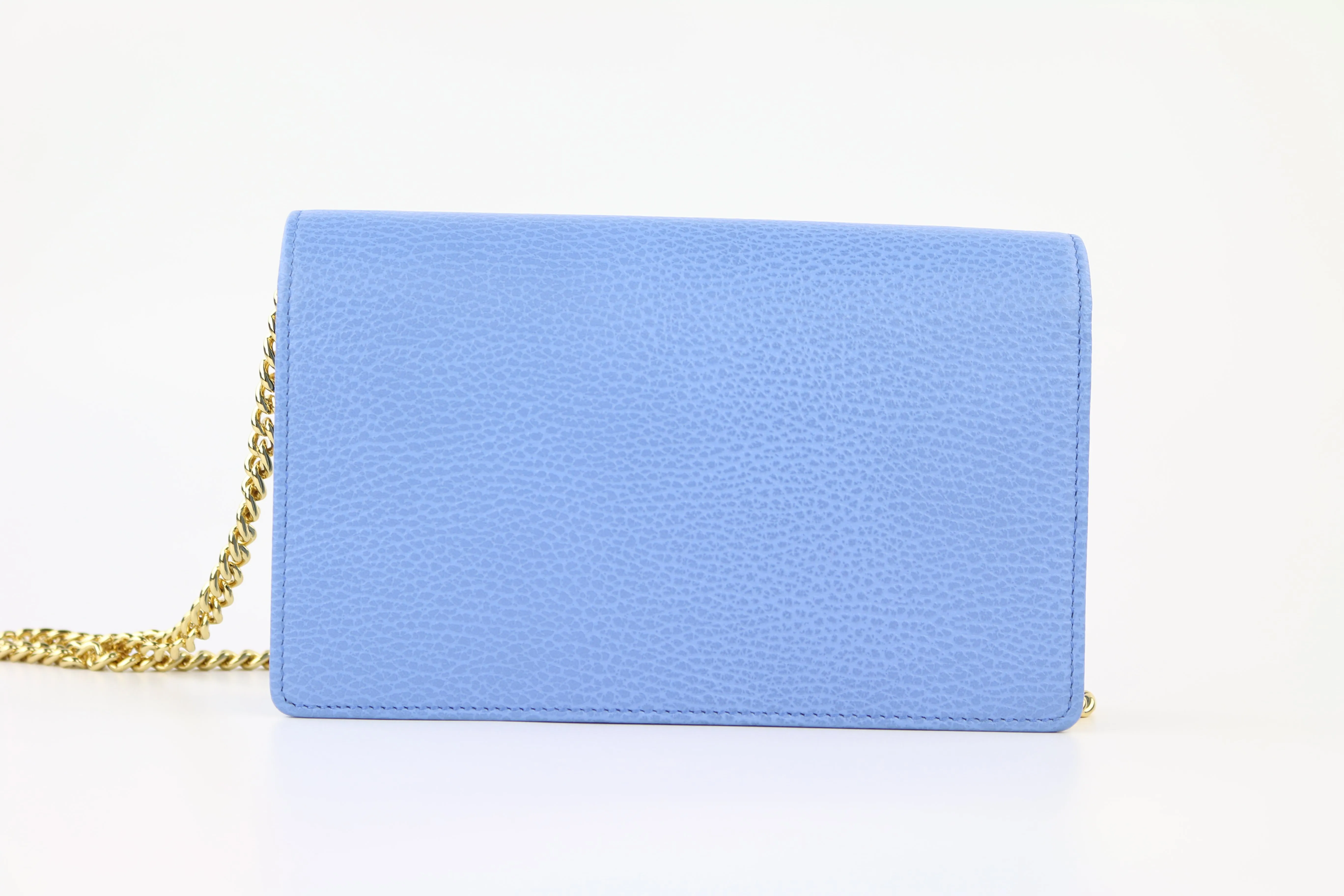 Blue Petite GG Marmont Chain Wallet