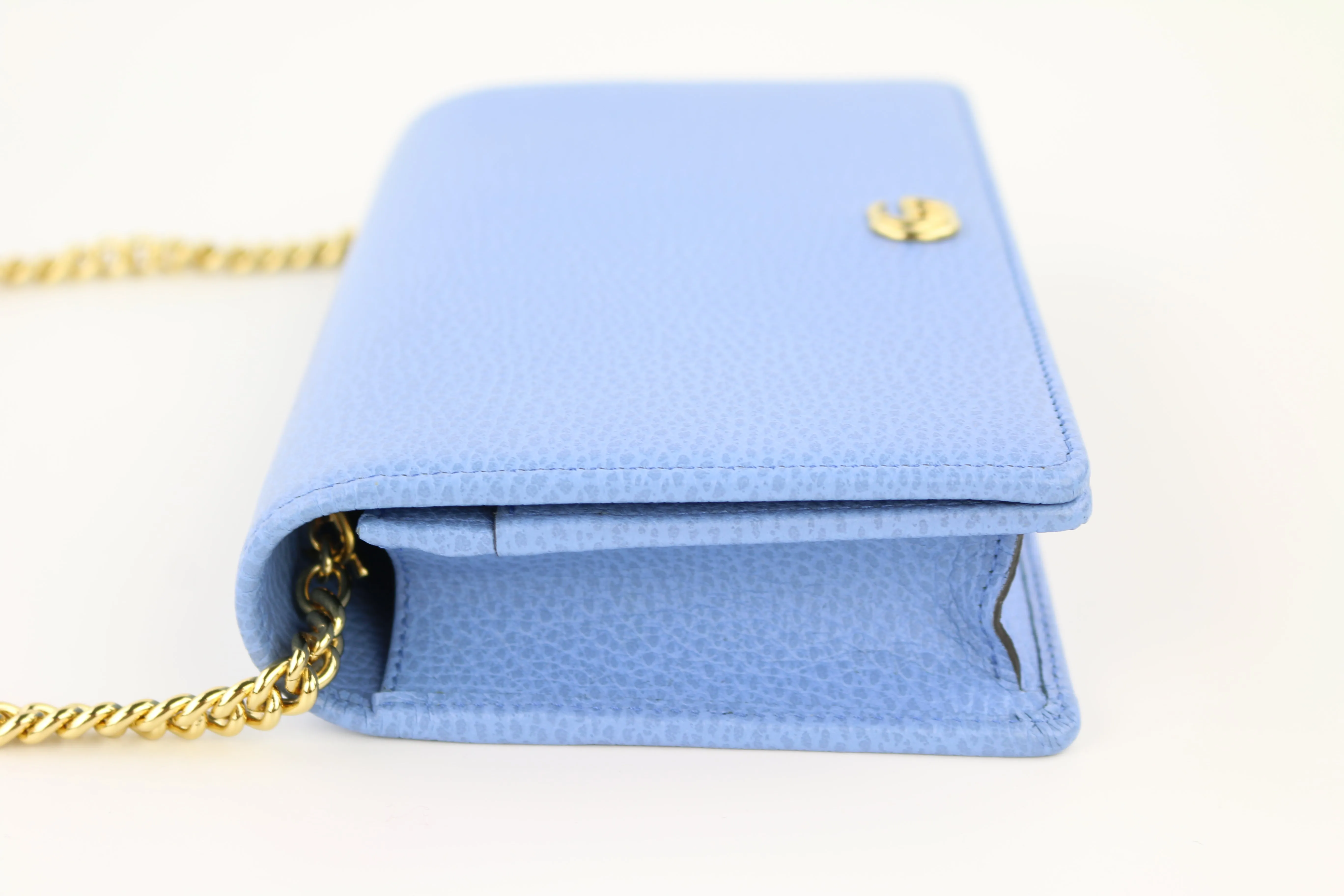 Blue Petite GG Marmont Chain Wallet