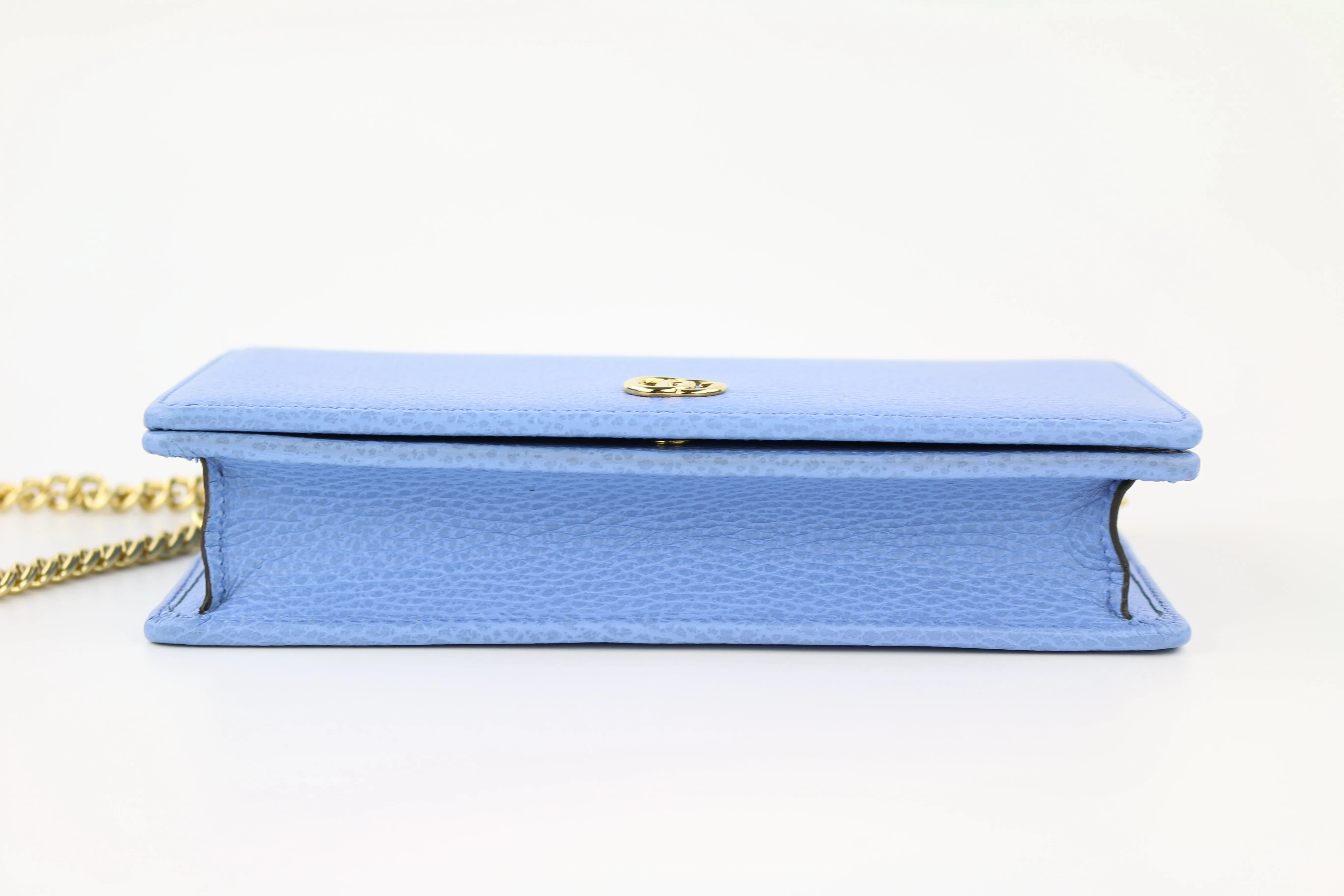 Blue Petite GG Marmont Chain Wallet