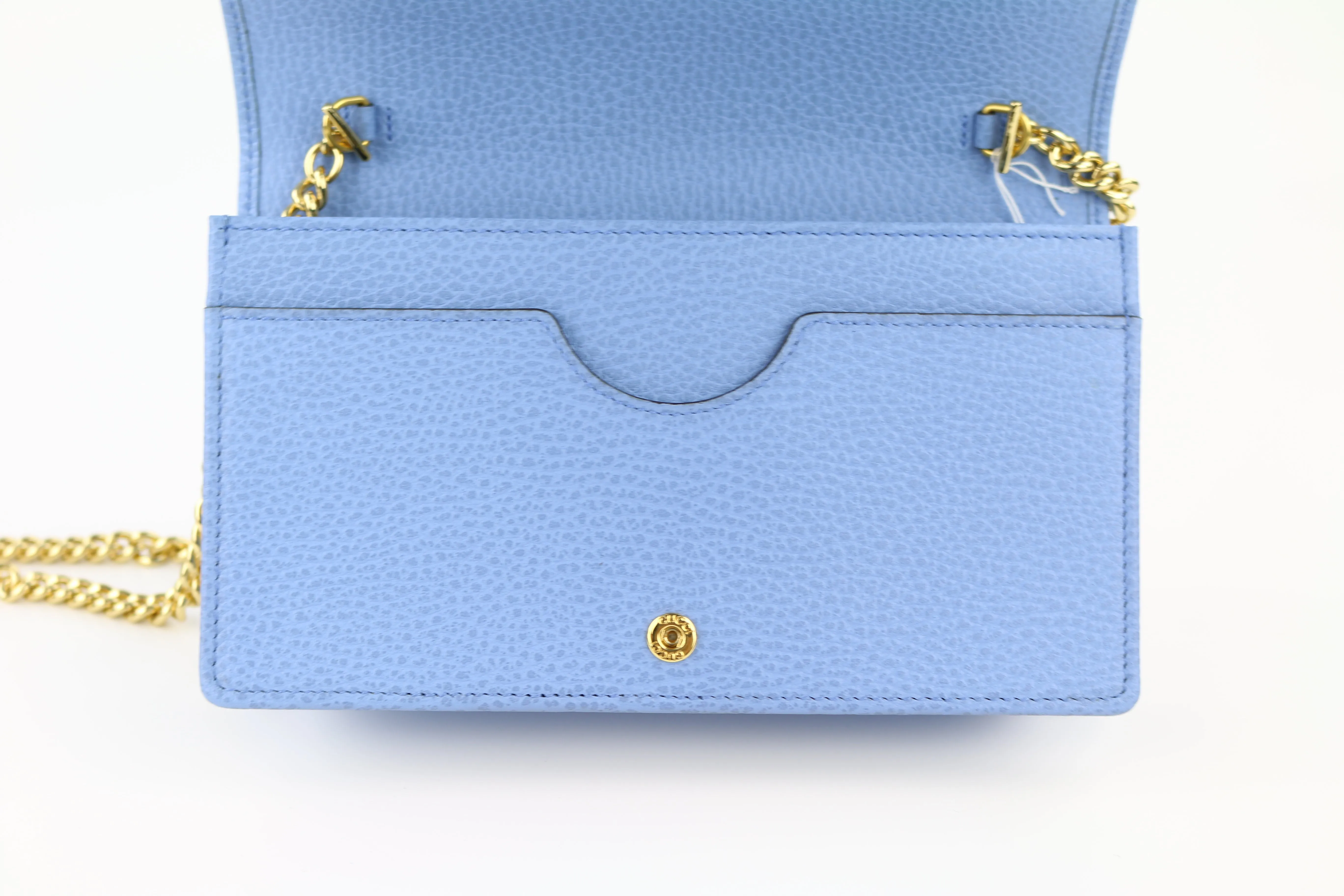 Blue Petite GG Marmont Chain Wallet