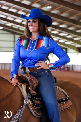 BLUE SERAPE YOKE PERFORMANCE RODEO SHIRT (ADULT)