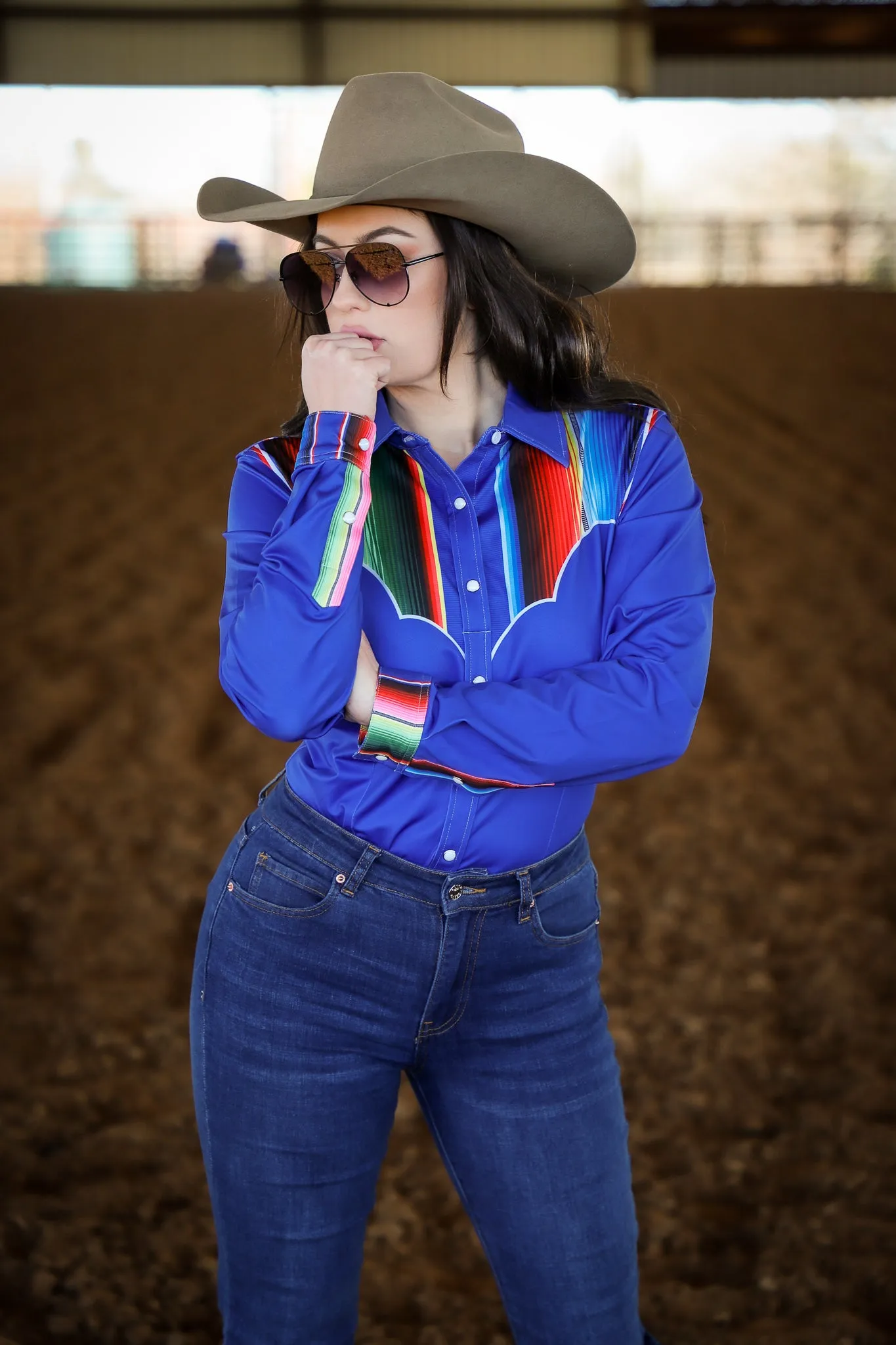 BLUE SERAPE YOKE PERFORMANCE RODEO SHIRT (ADULT)