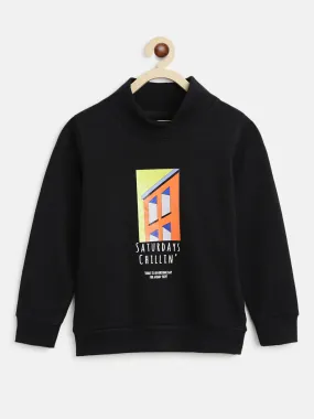 Boys Black Printed Sweatshirt