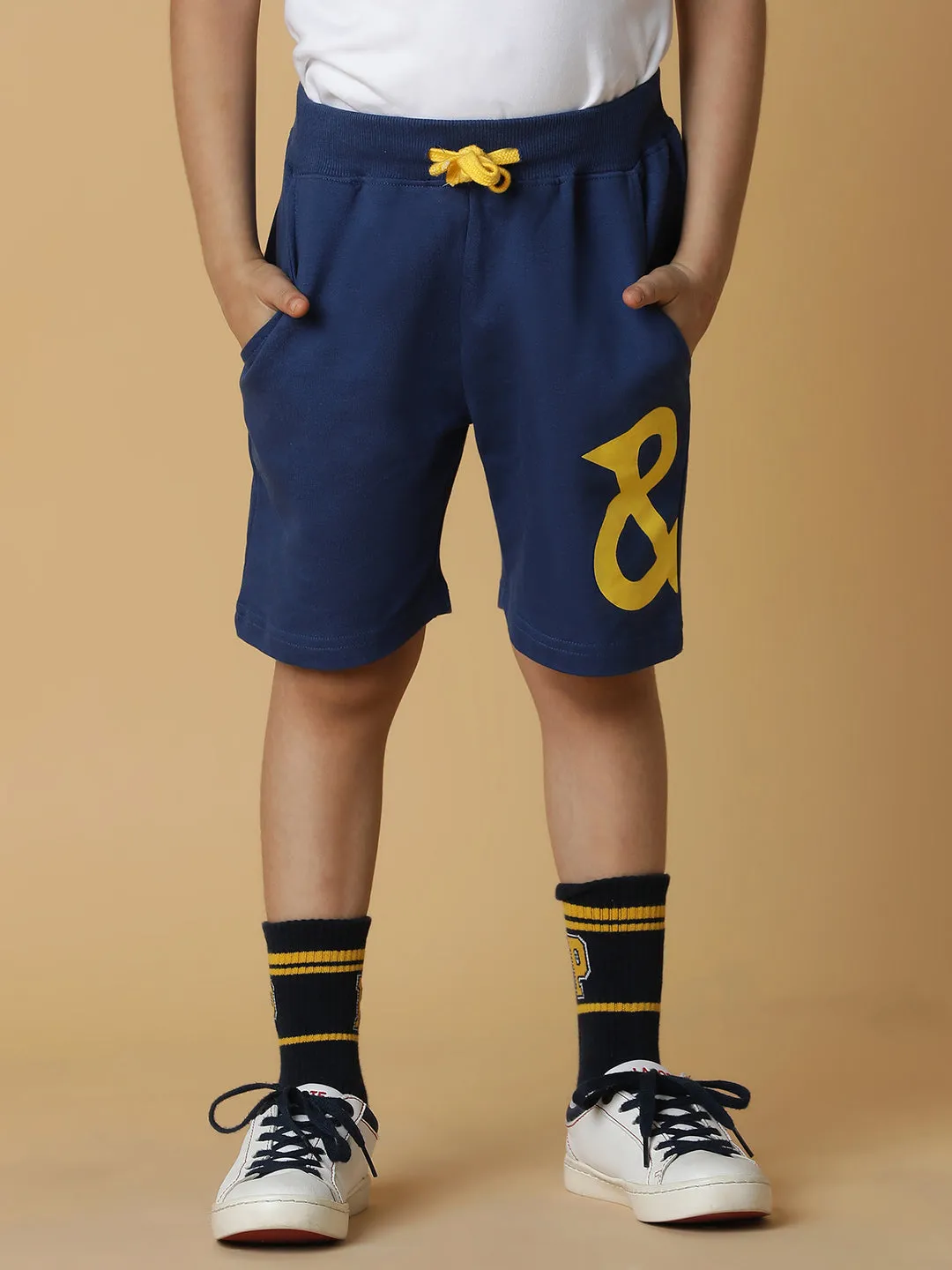 Boys Dark Blue Cotton Shorts