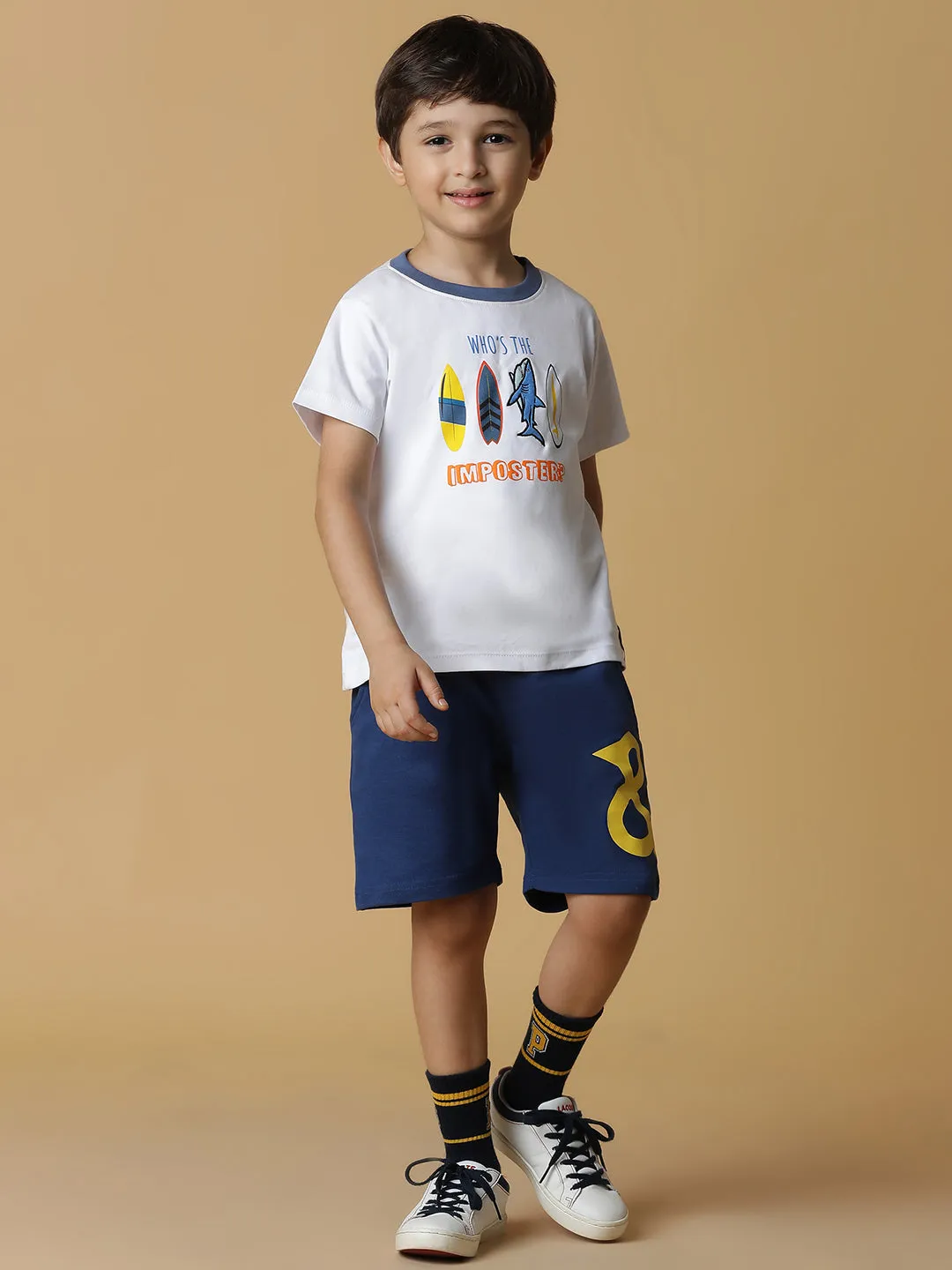 Boys Dark Blue Cotton Shorts