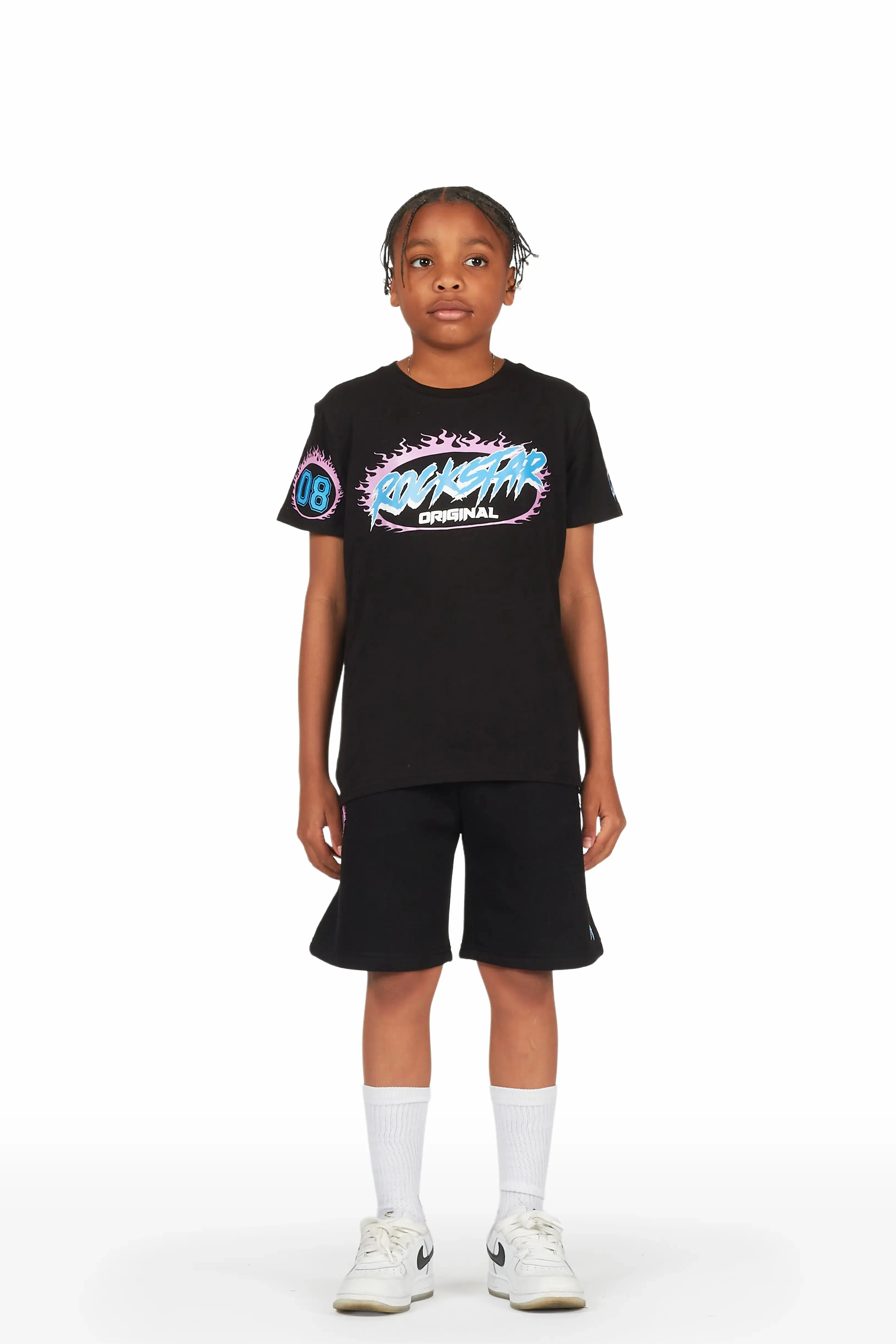 Boys Draven Black T-Shirt Short Set