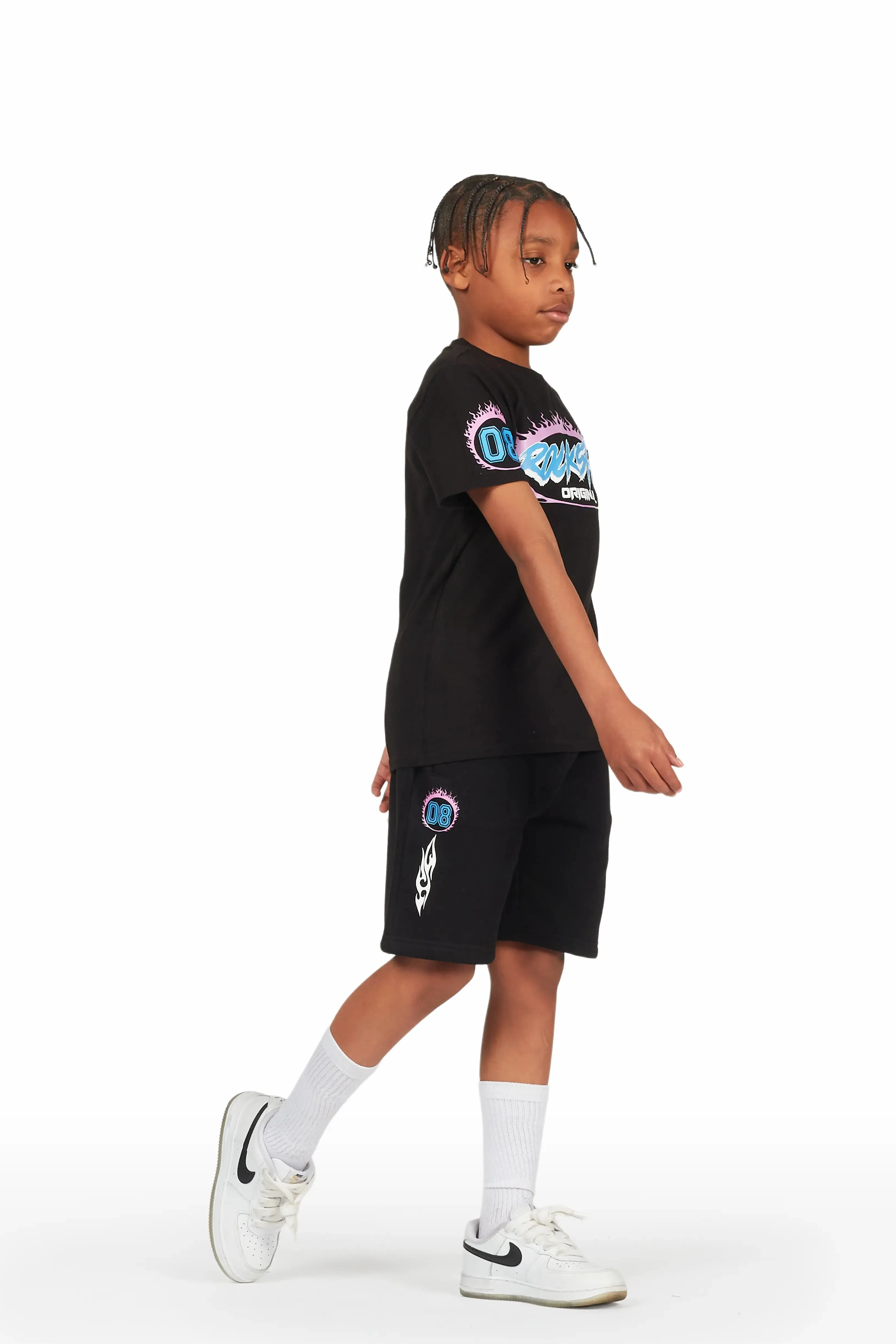 Boys Draven Black T-Shirt Short Set