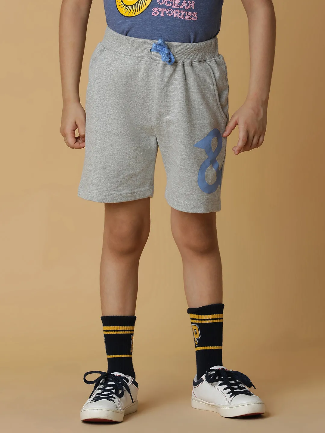 Boys Grey Cotton Shorts