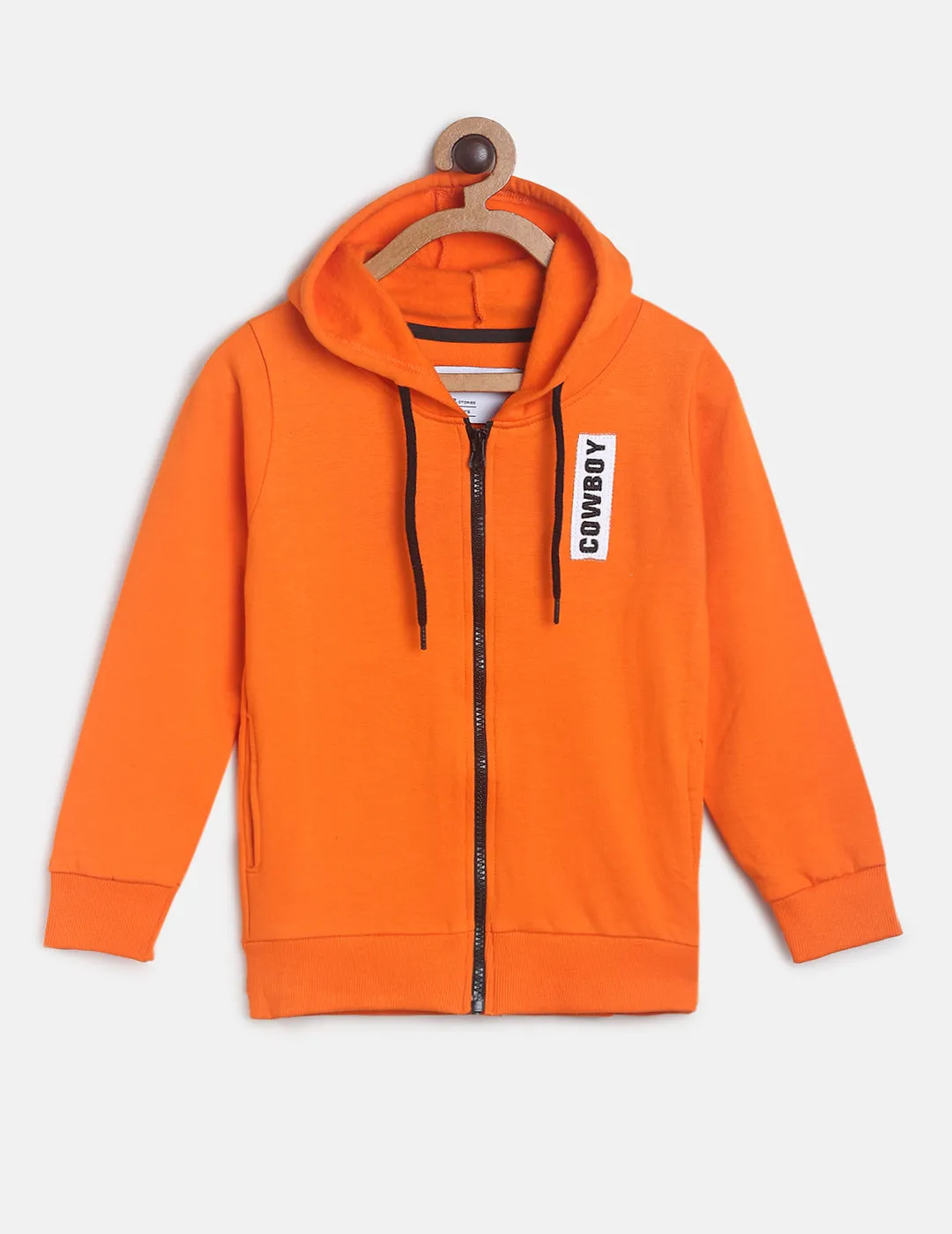 Boys Orange Printed Cotton Sweatshirt