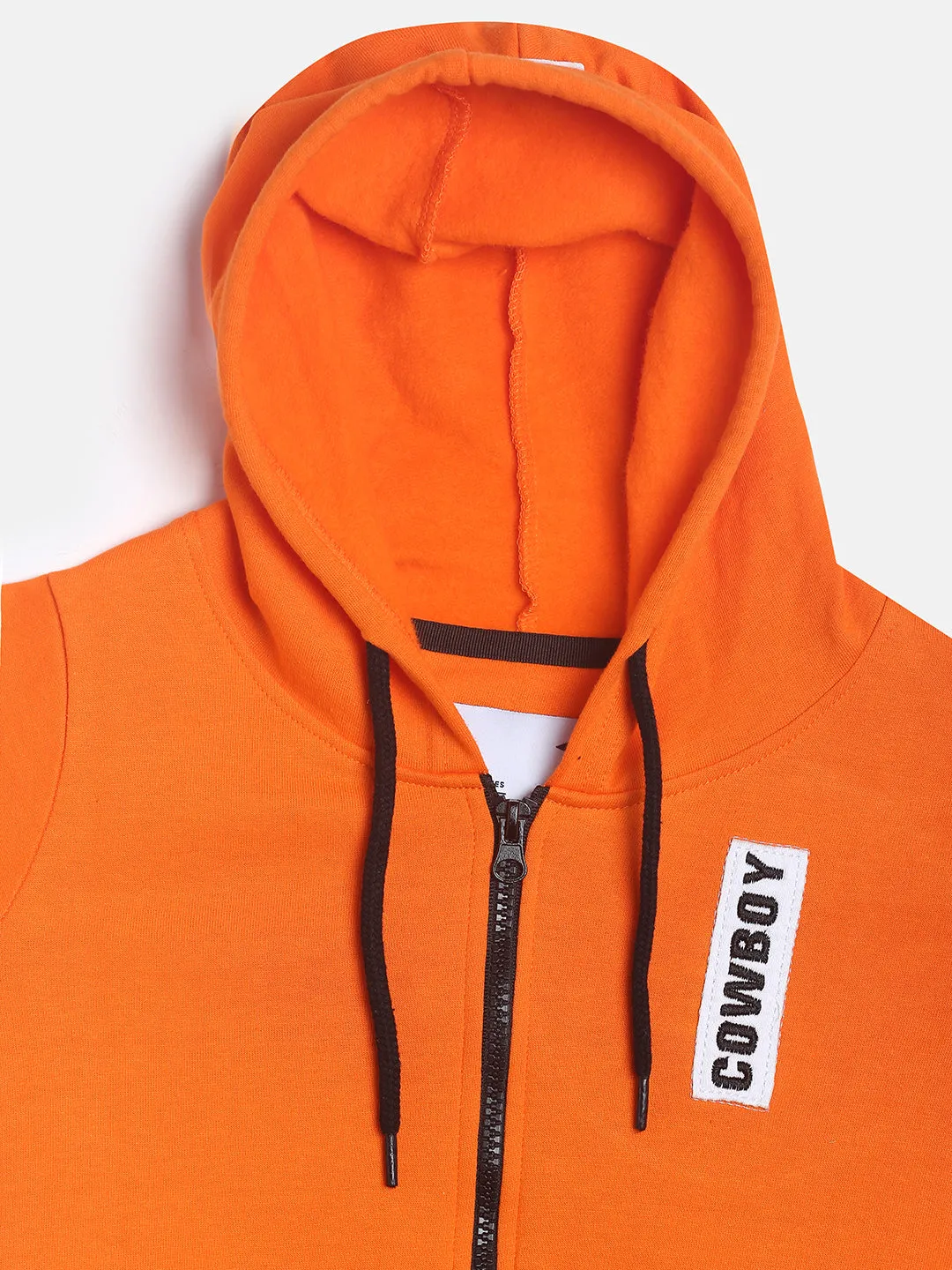 Boys Orange Printed Cotton Sweatshirt