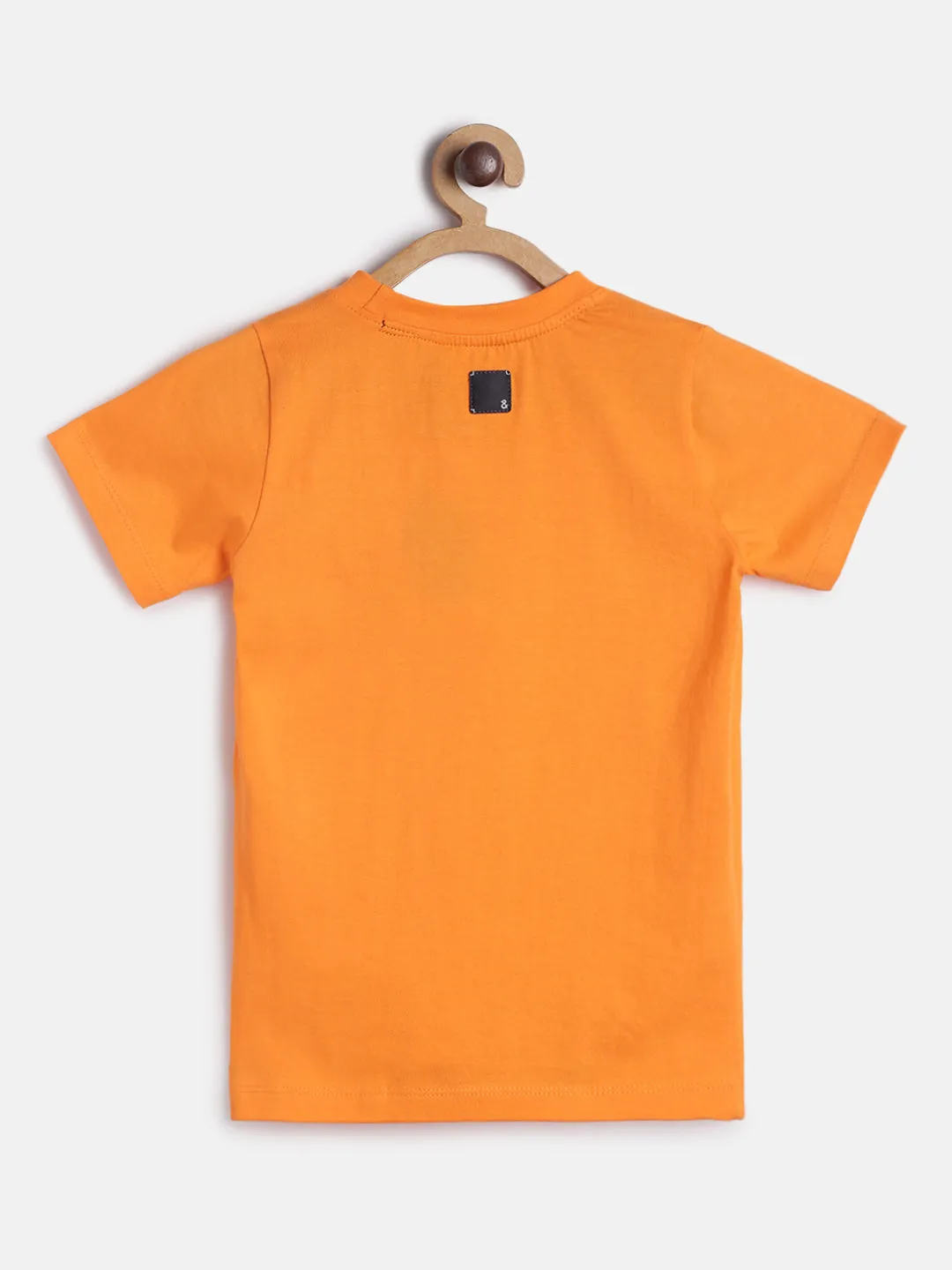 Boys Regular Fit Half Sleeve Orange Cotton T-shirt